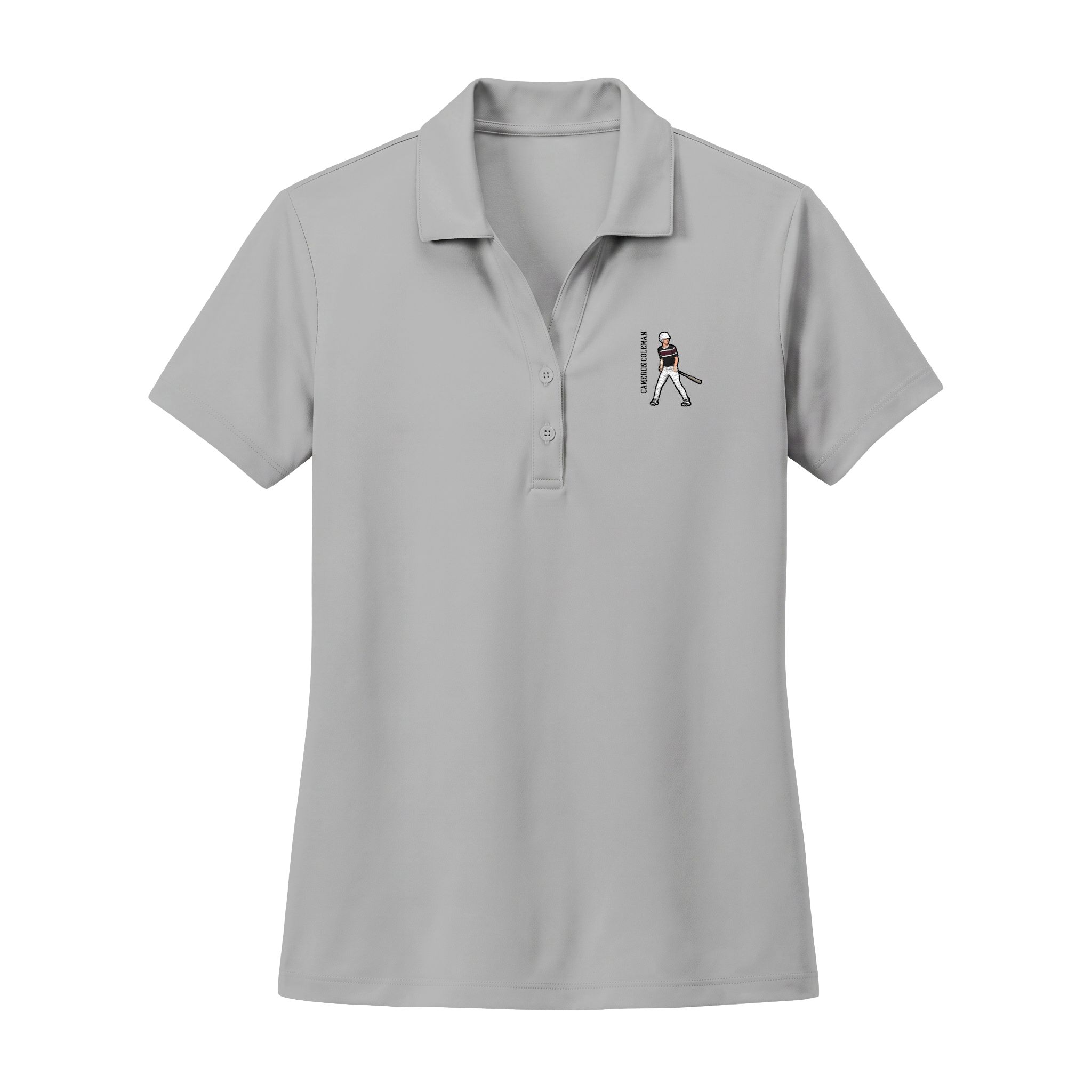 Women's Polo — character_name_vertical in Silver