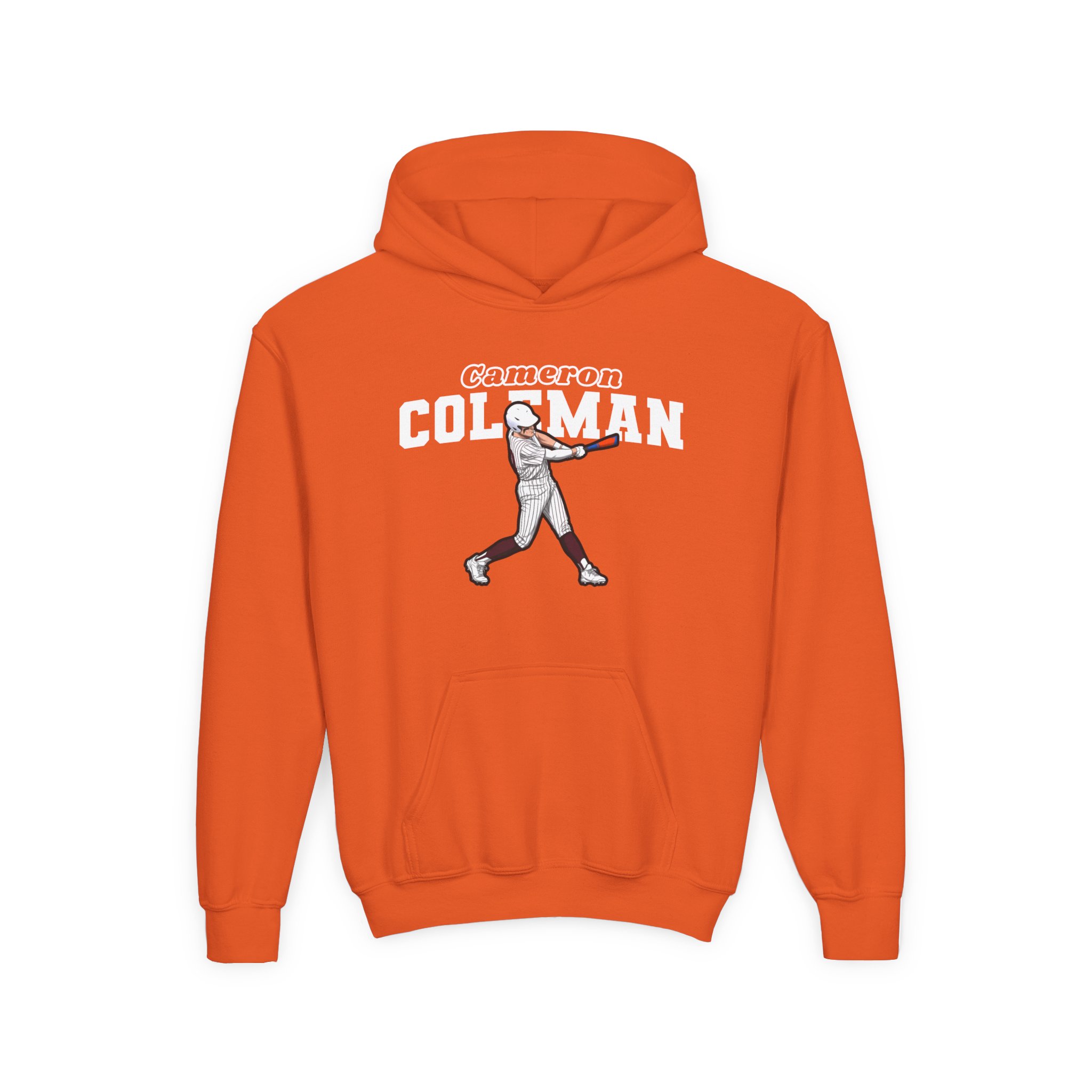 Youth Hoodie — character_name_arch in Orange