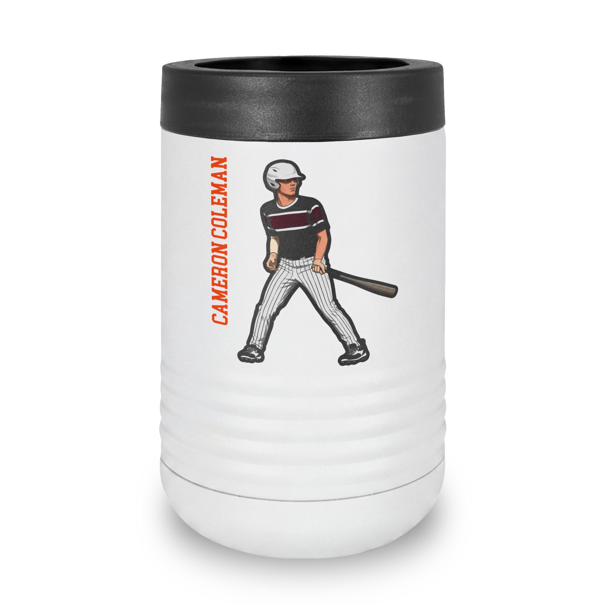 Stainless Can Cooler — character_name_vertical in White