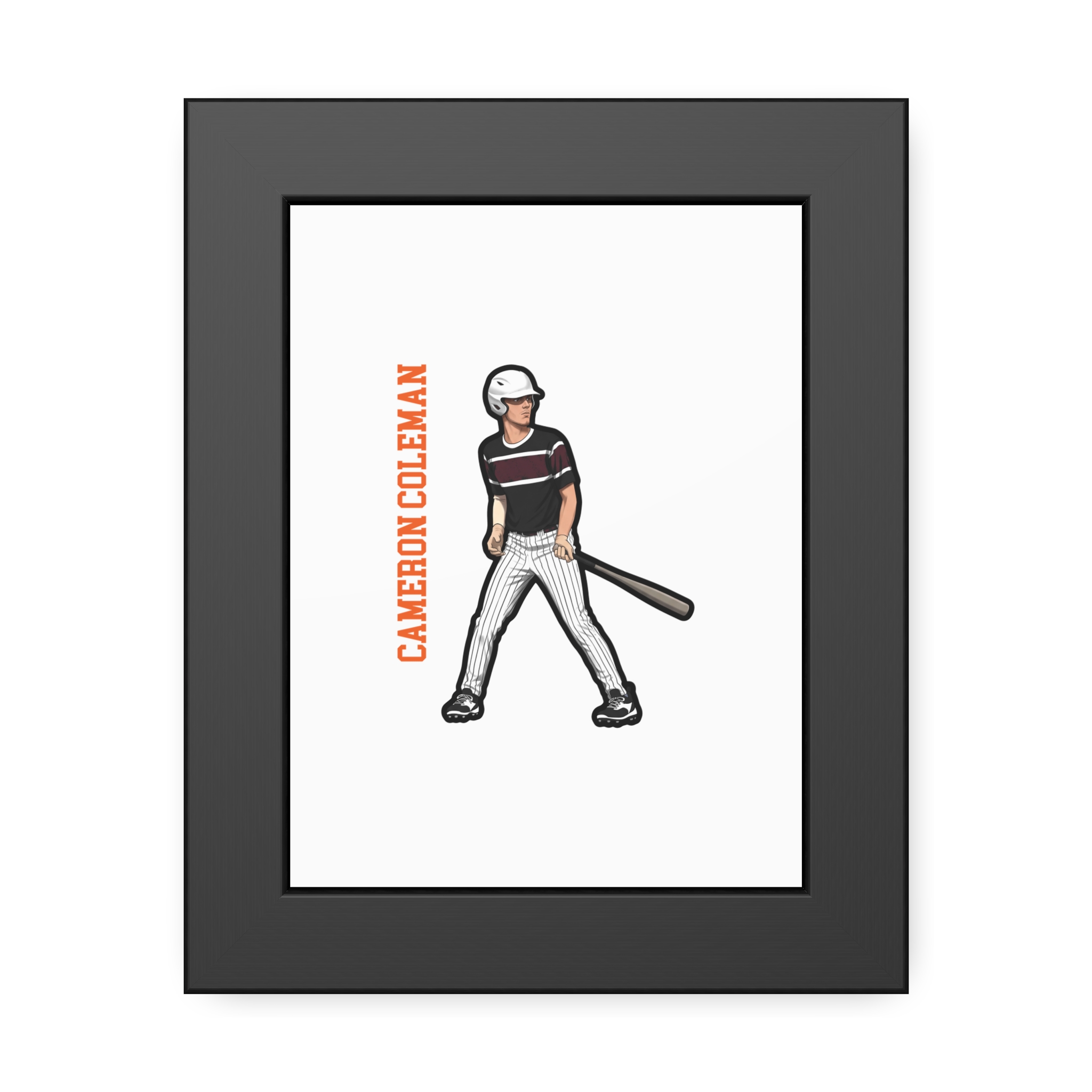 Framed Poster — character_name_vertical in Black