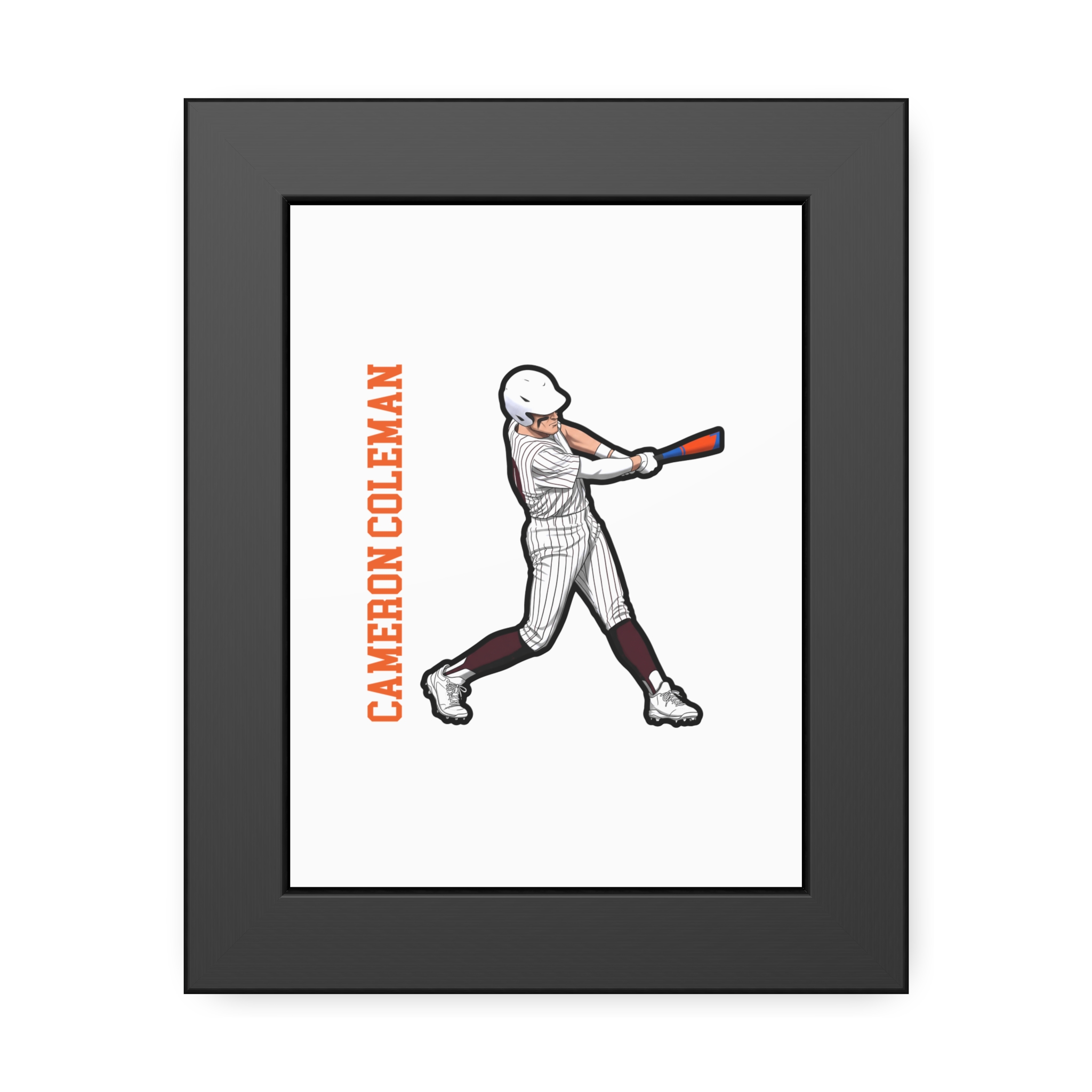 Framed Poster — character_name_vertical in Black