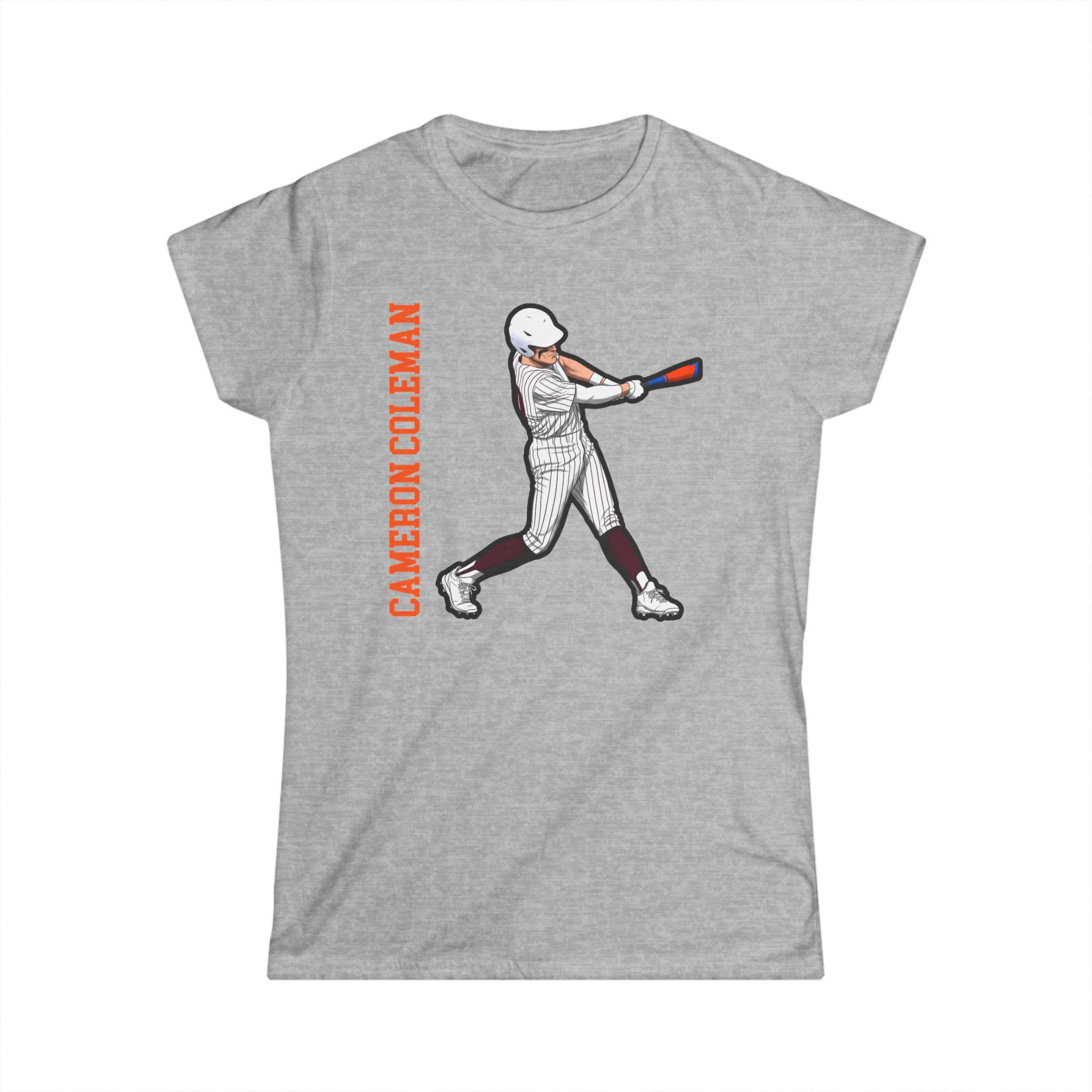 Women's Softstyle Tee — character_name_vertical in Grey