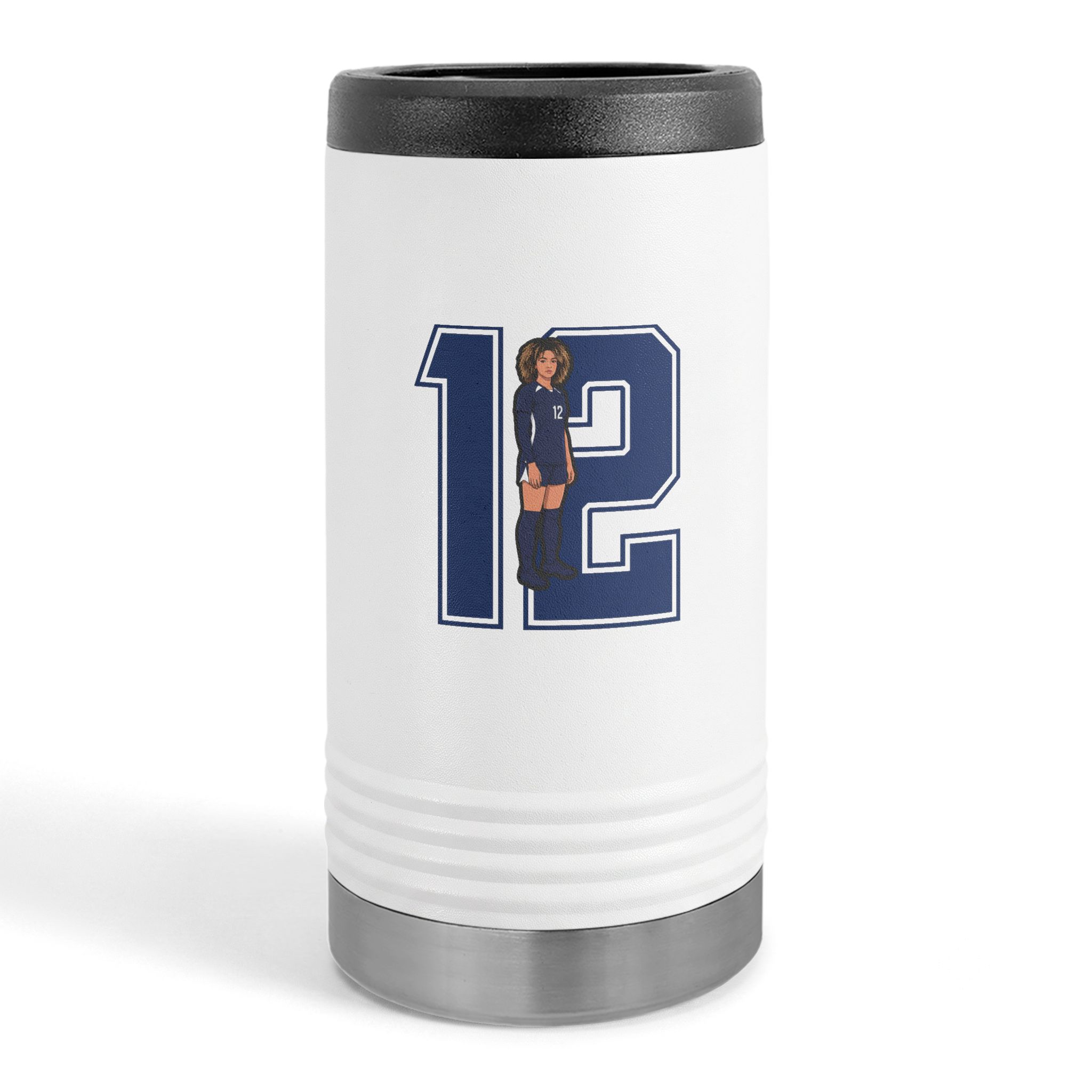 Slim Stainless Can Cooler — character_number in White