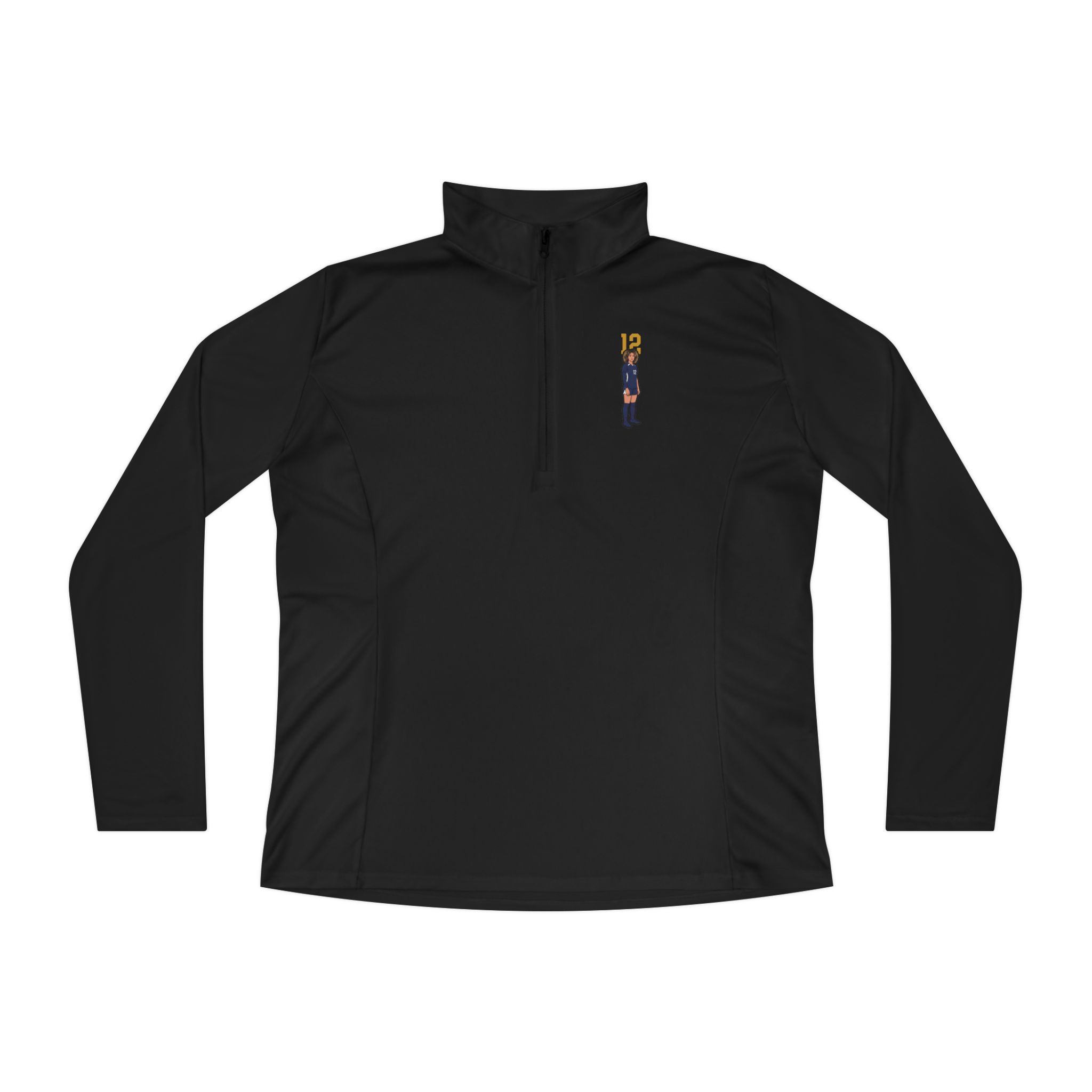 Women's Q-Zip Pullover — character_number_top in Black