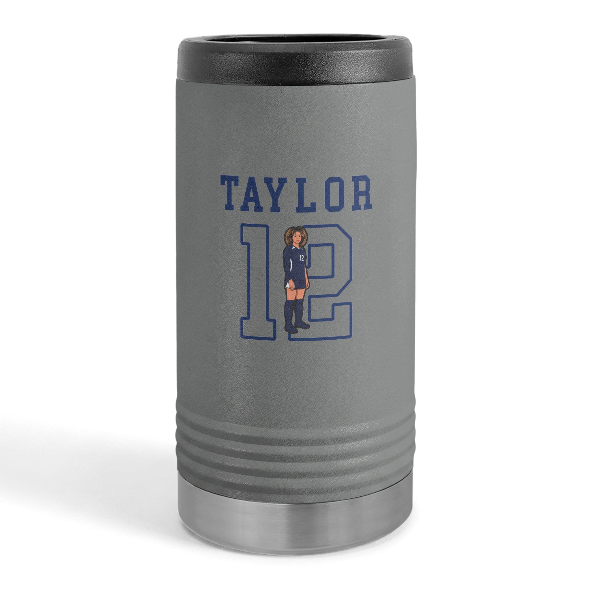 Slim Stainless Can Cooler — character_shirsey in Grey