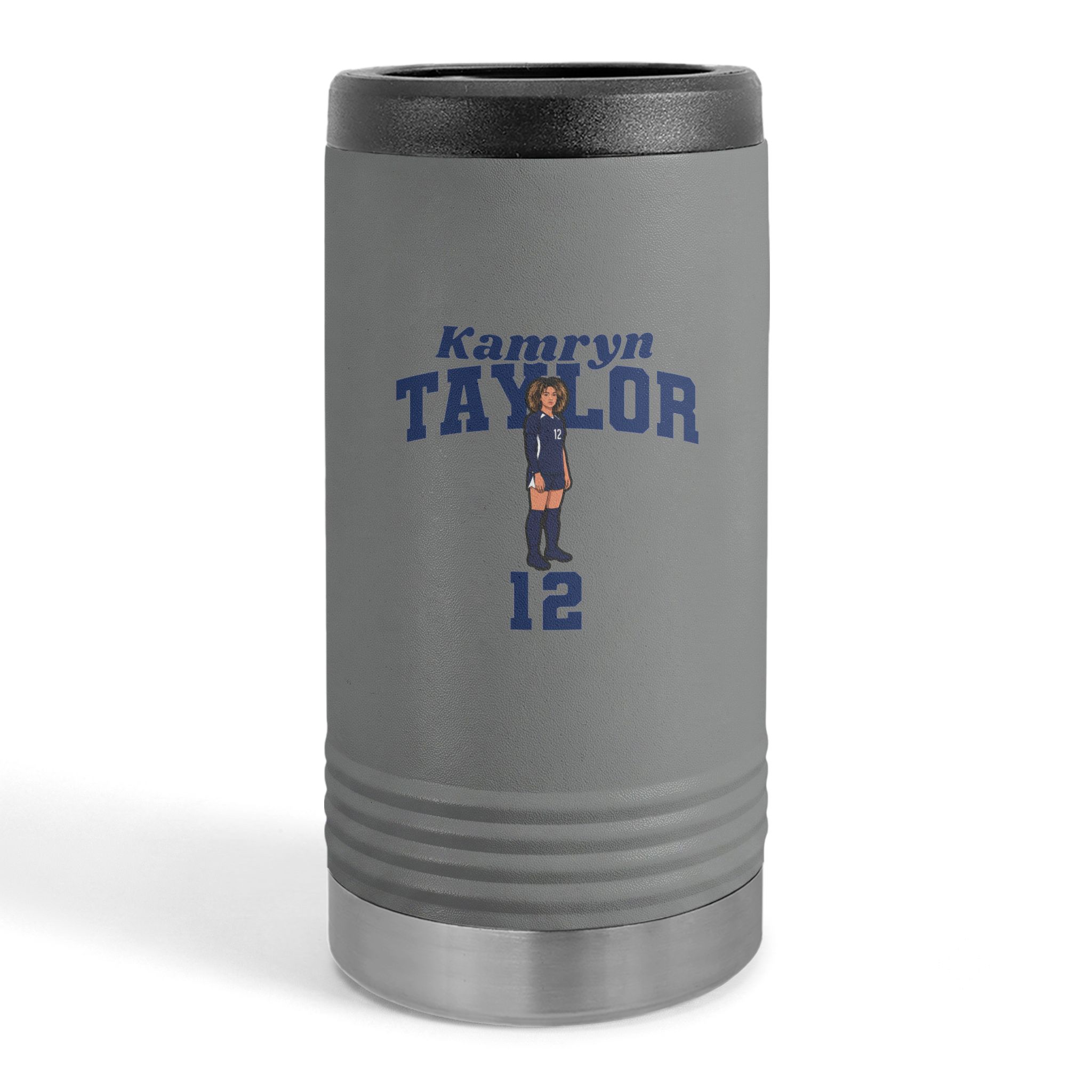 Slim Stainless Can Cooler — character_signature_arch in Grey