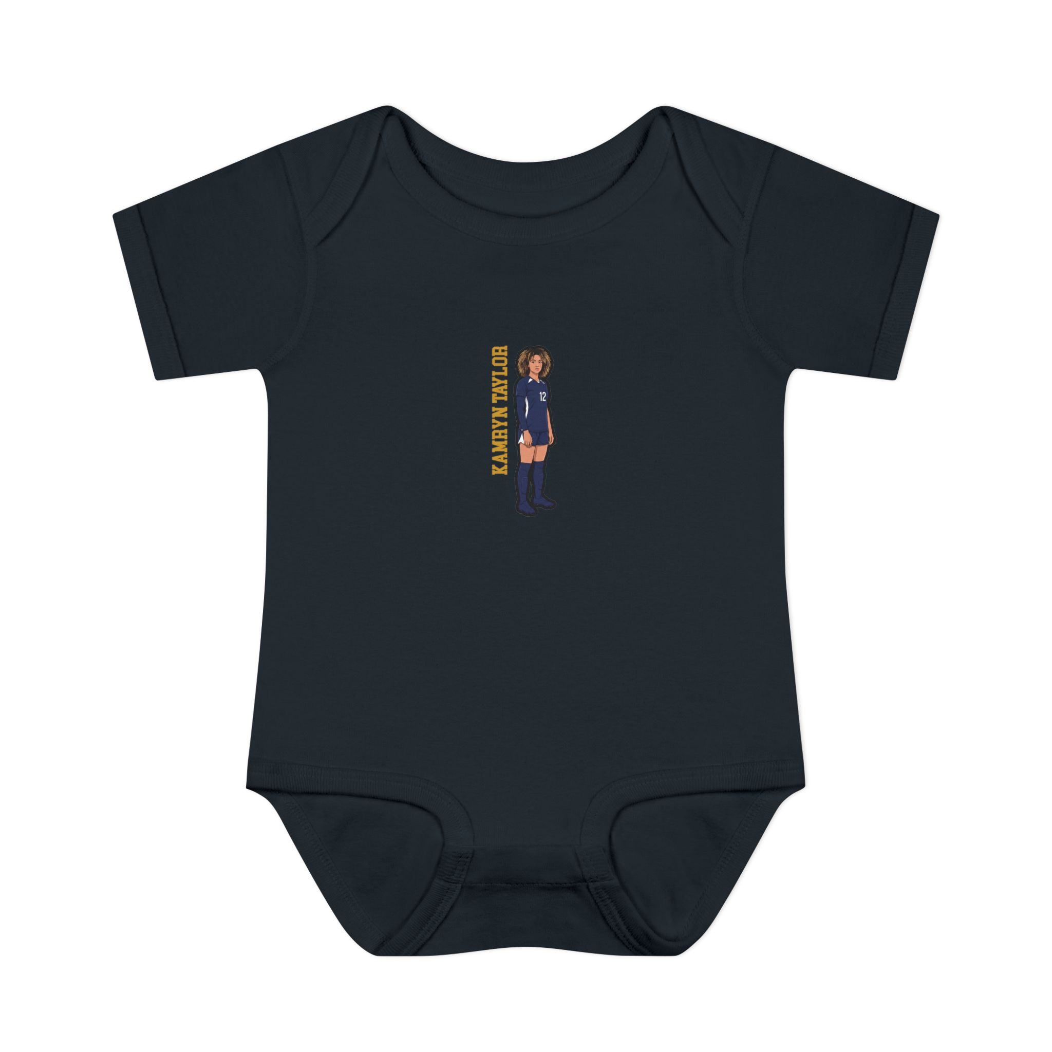 Baby Onesie — character_name_vertical in Black