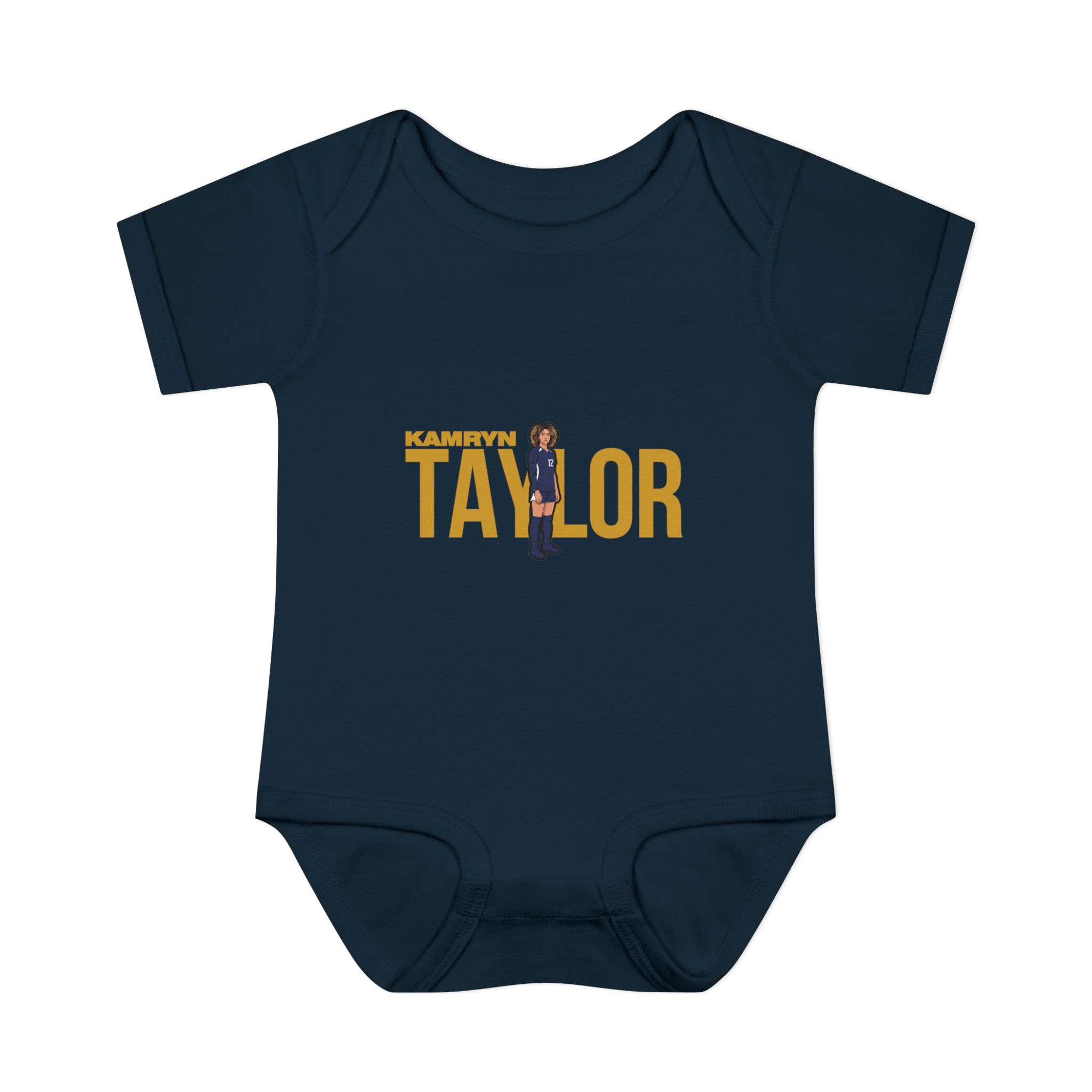 Baby Onesie — character_player_name in Navy