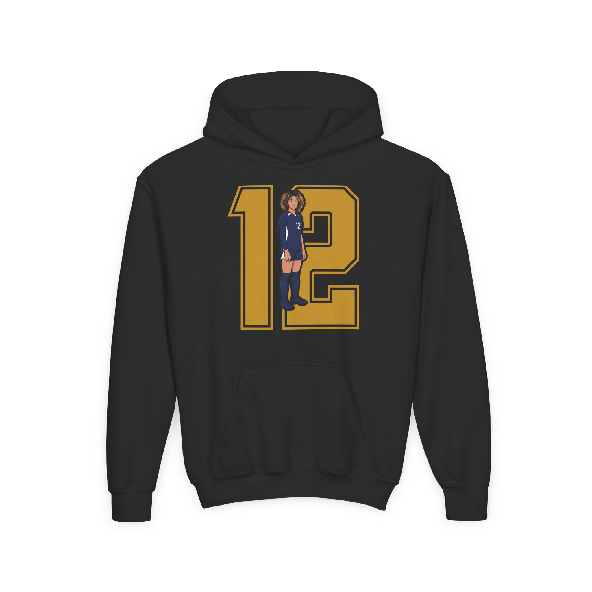 Youth Hoodie — character_number in Black
