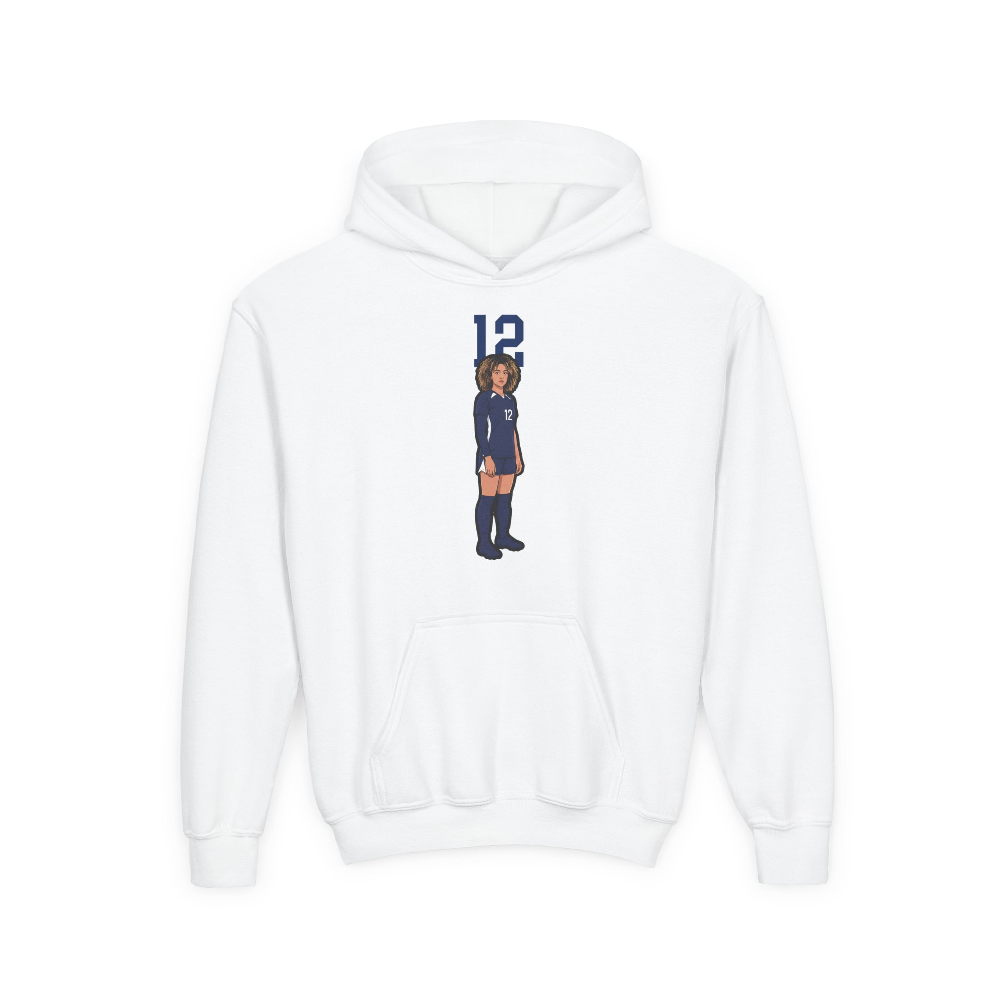 Youth Hoodie — character_number_top in White