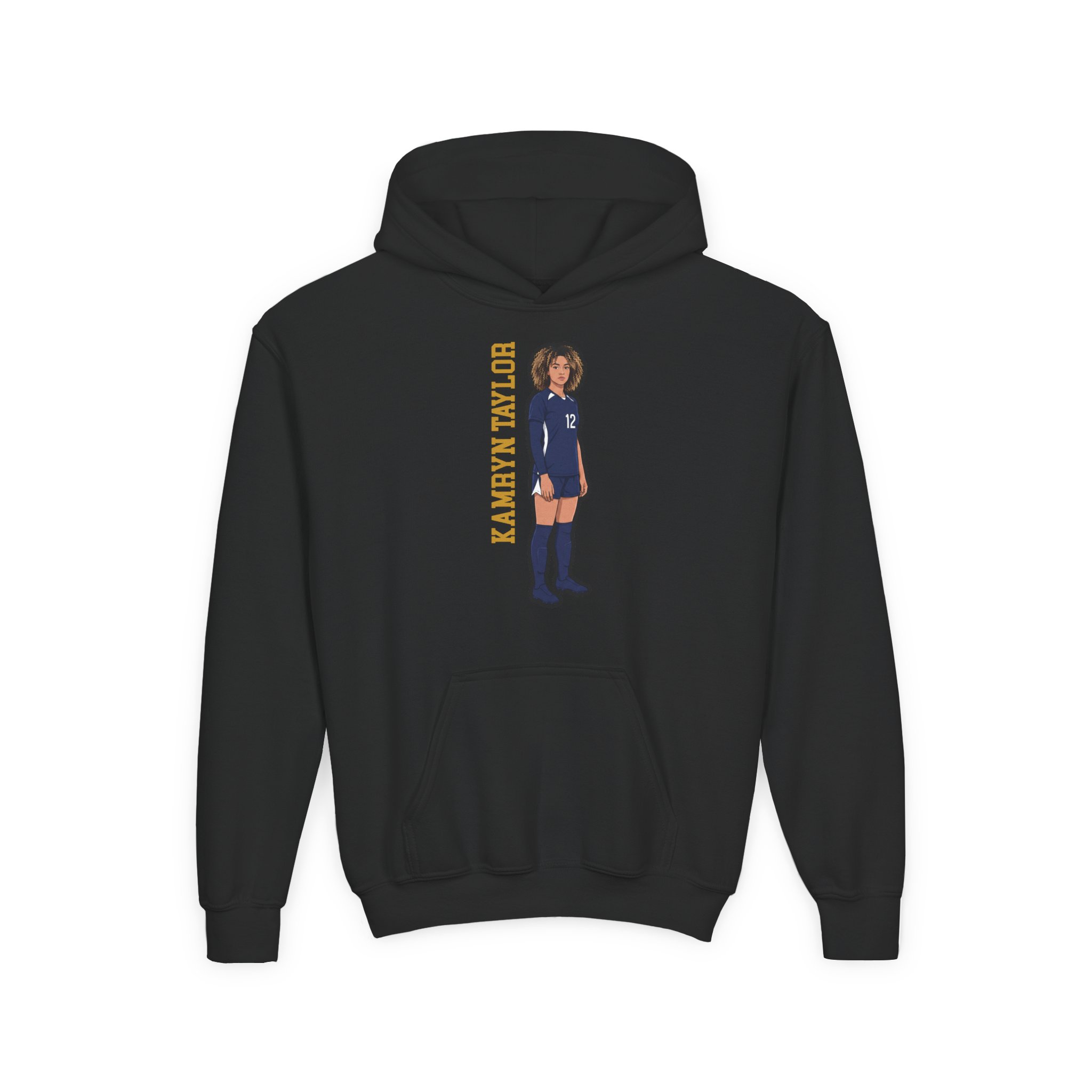 Youth Hoodie — character_name_vertical in Black