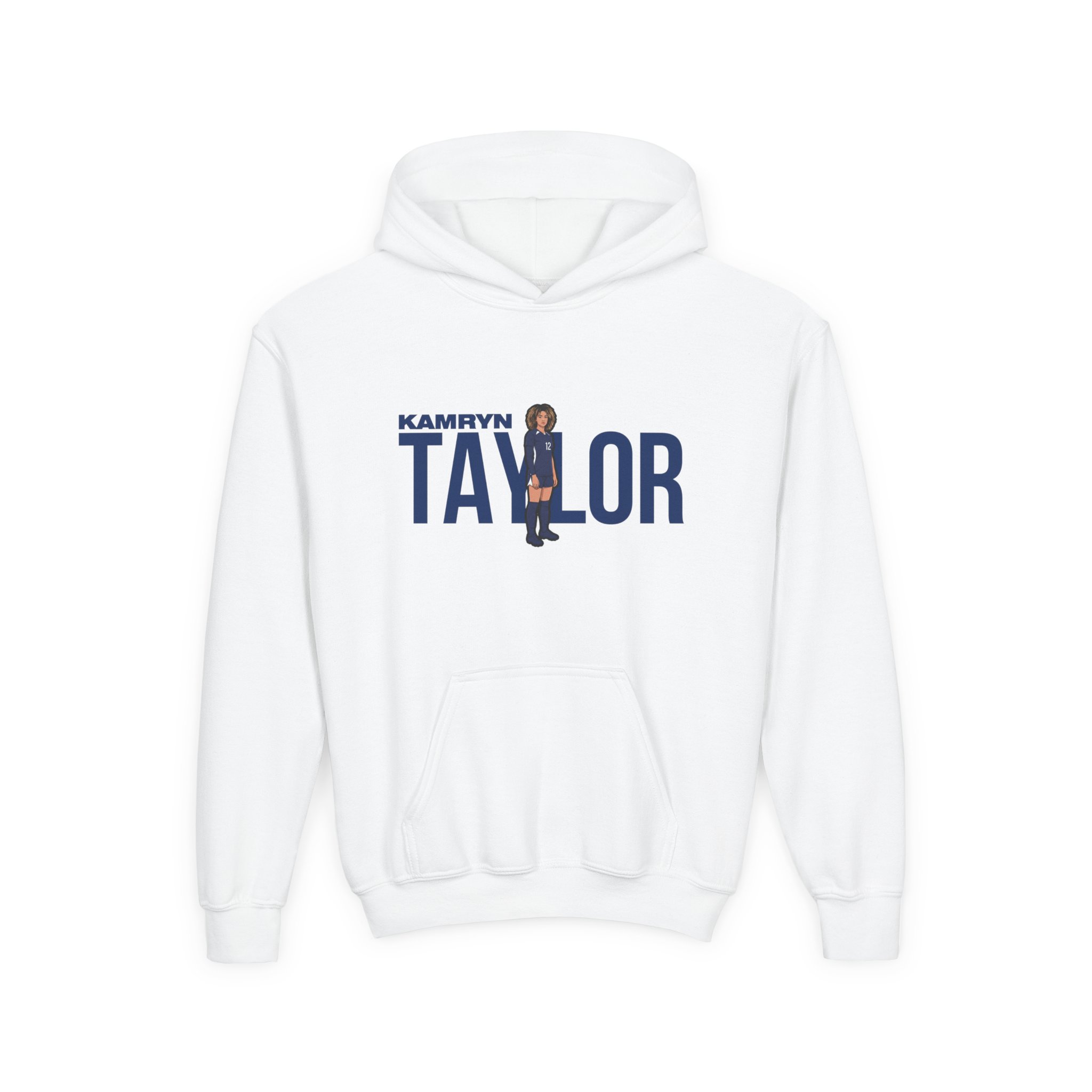 Youth Hoodie — character_player_name in White