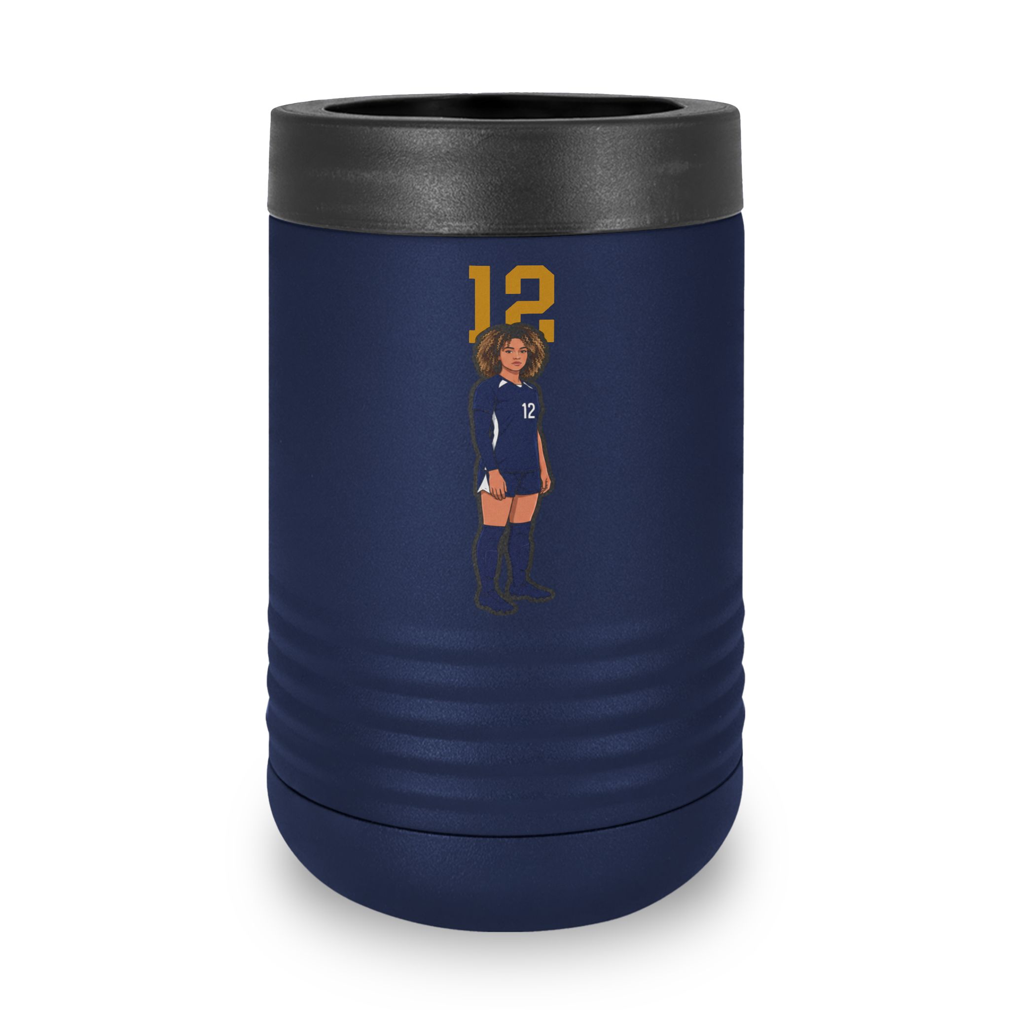 Stainless Can Cooler — character_number_top in Navy