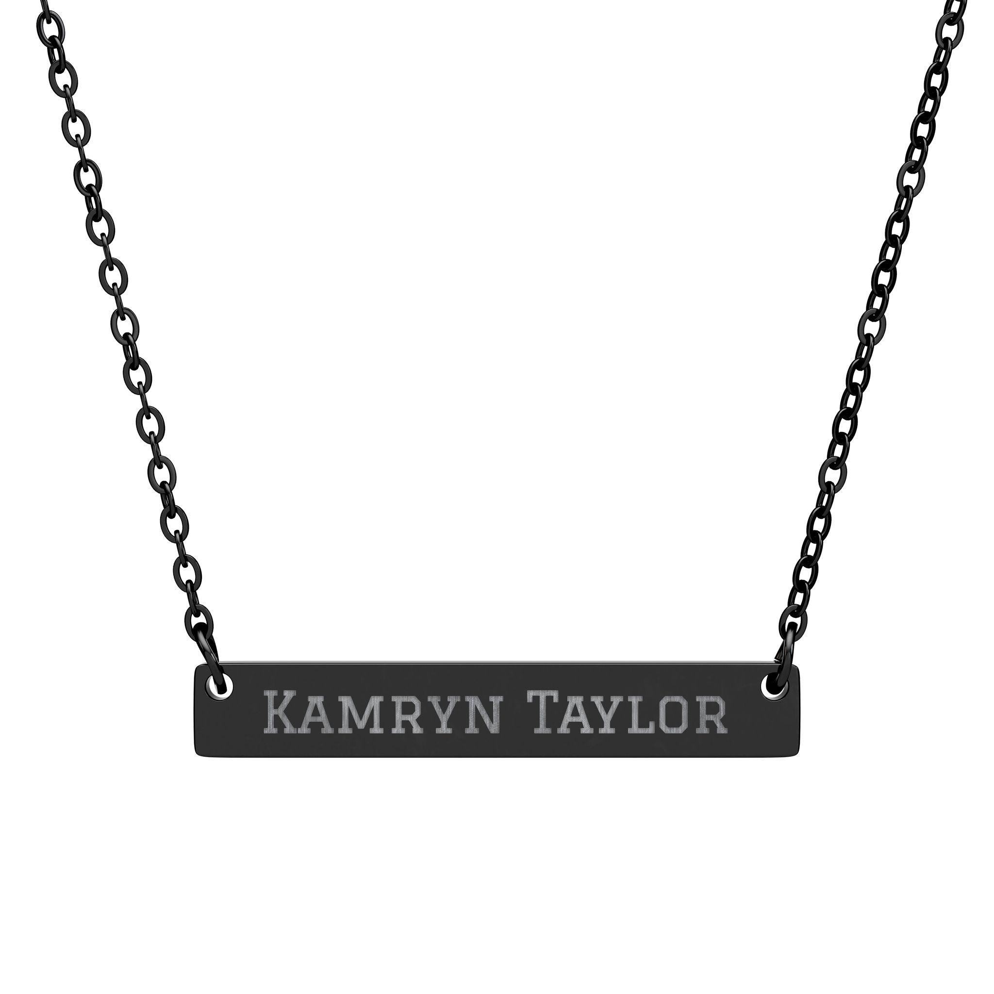 Engraved Bar Necklace — Classic in Black
