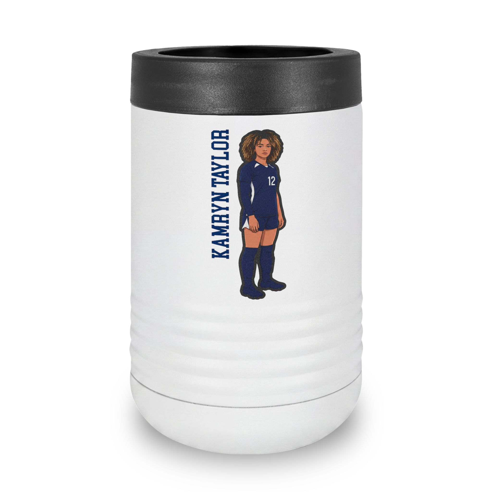 Stainless Can Cooler — character_name_vertical in White