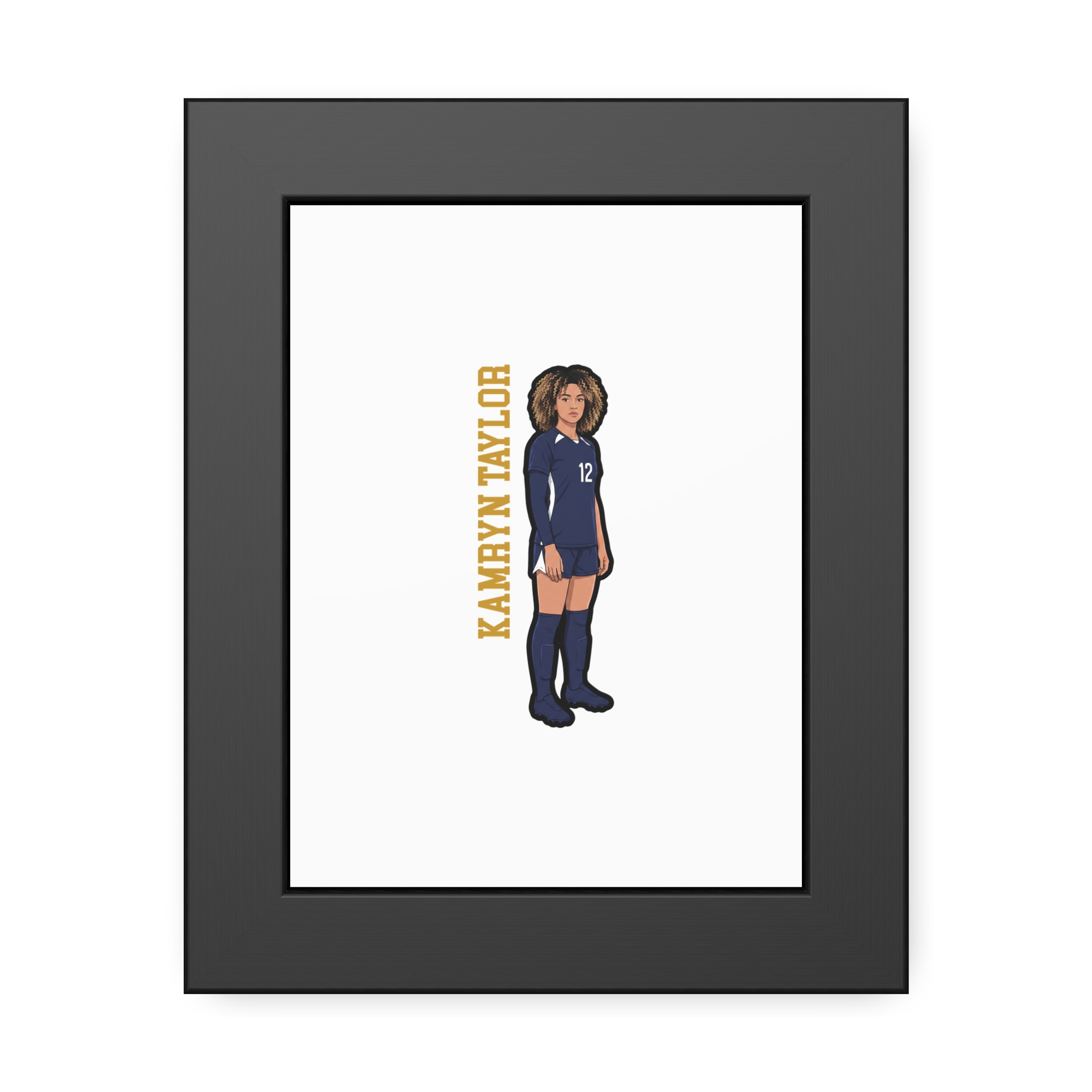 Framed Poster — character_name_vertical in Black