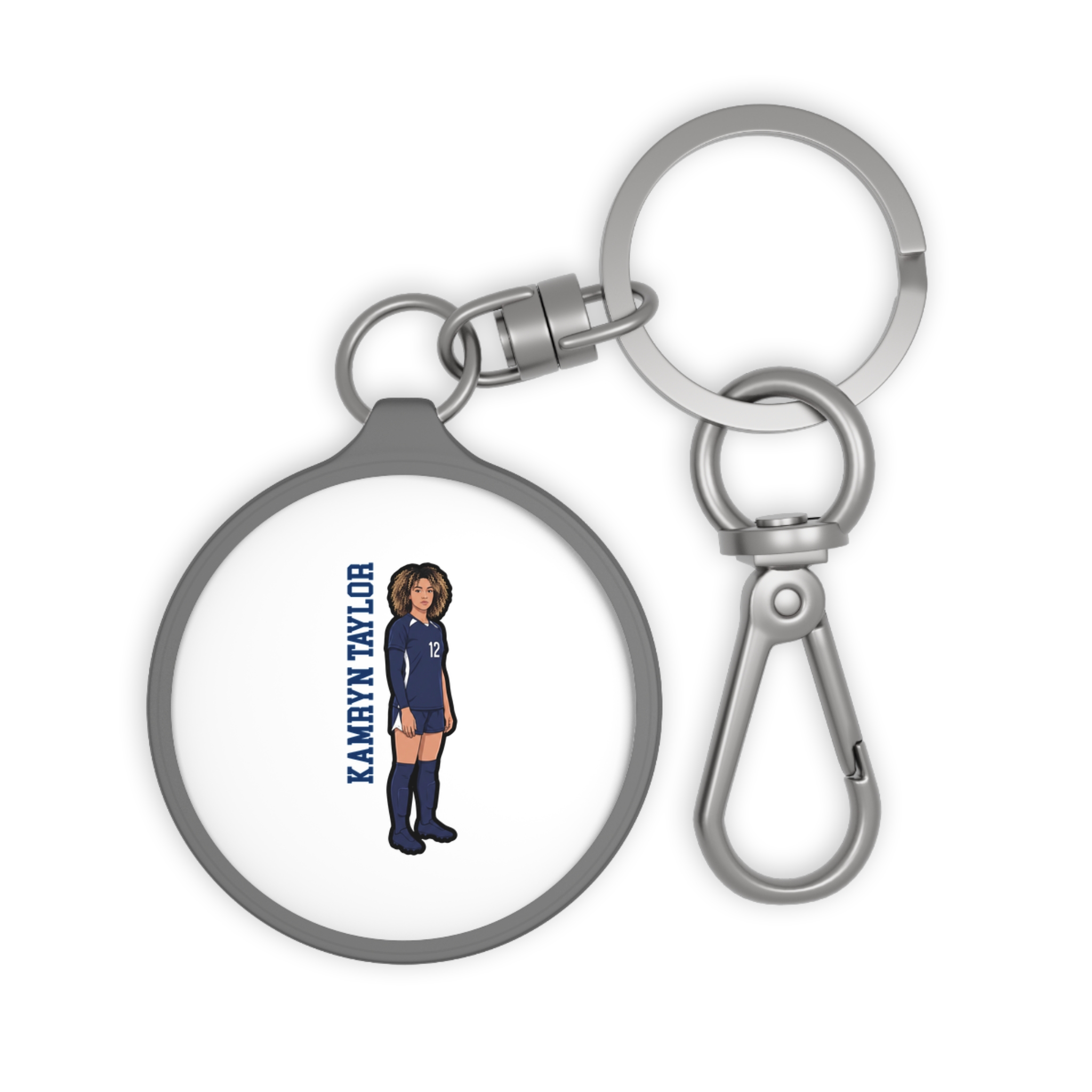 Keychain — character_name_vertical in Grey
