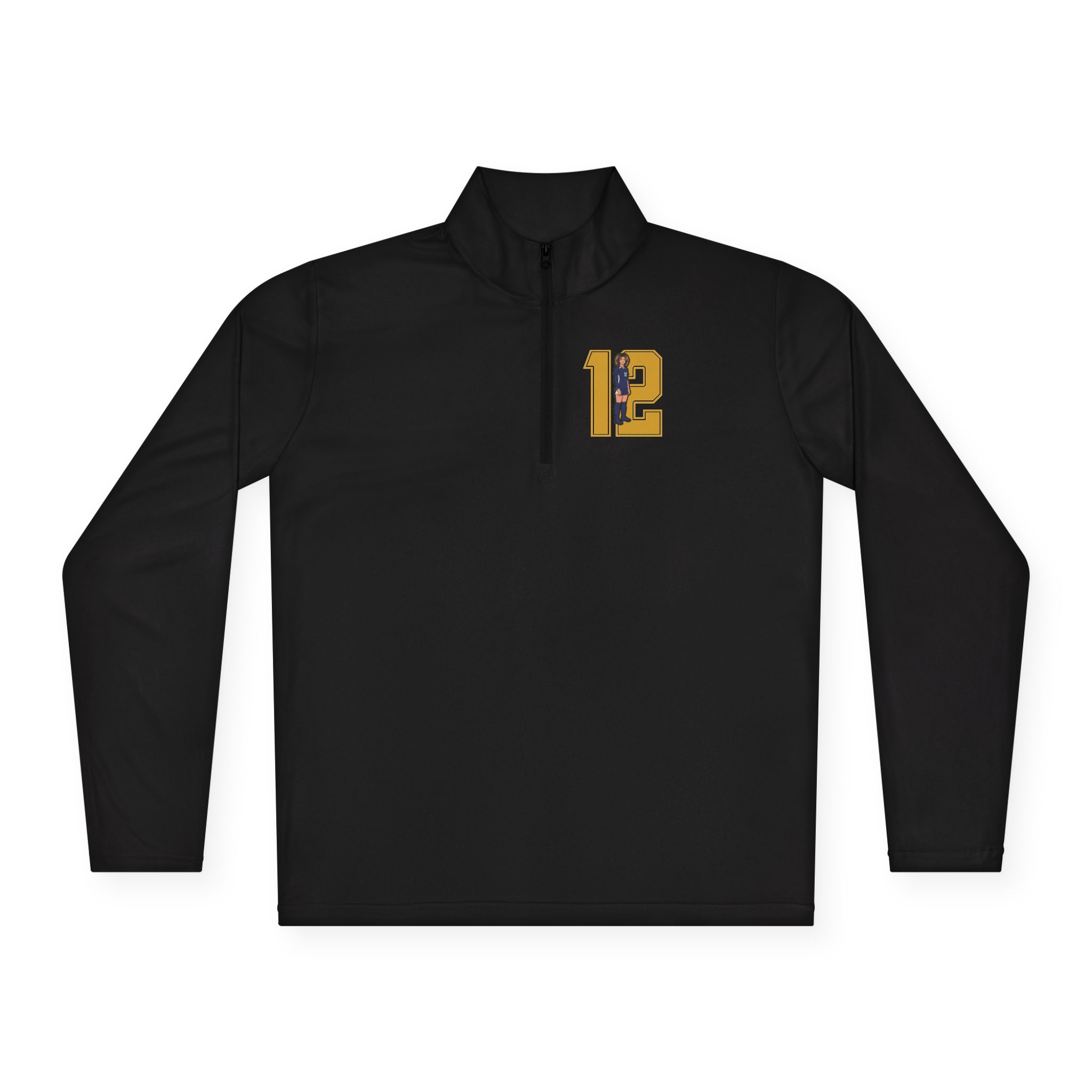 Q-Zip Pullover — character_number in Black
