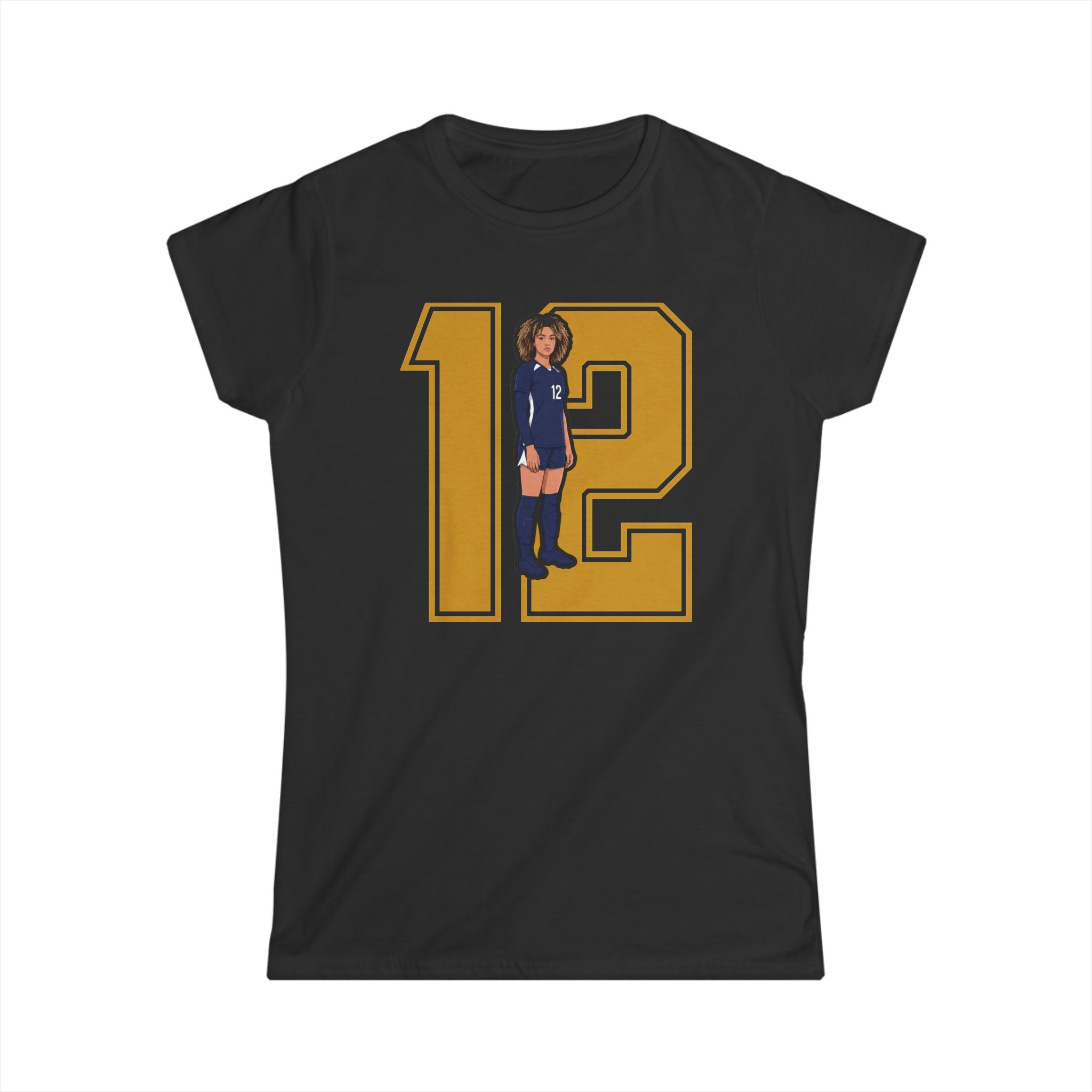 Women's Softstyle Tee — character_number in Black