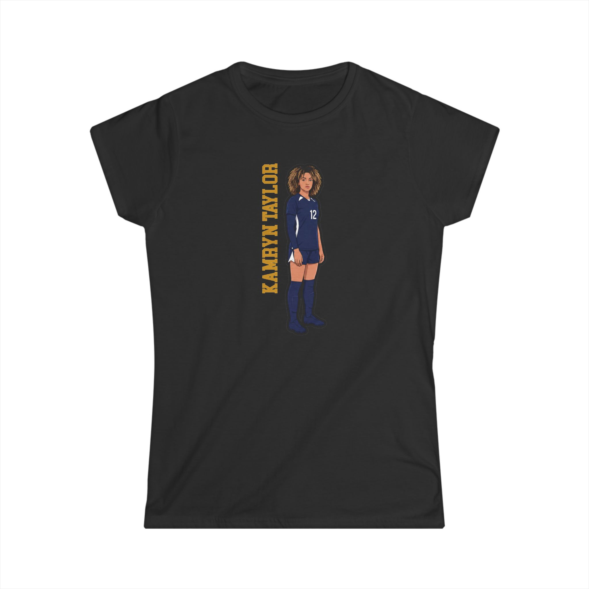 Women's Softstyle Tee — character_name_vertical in Black