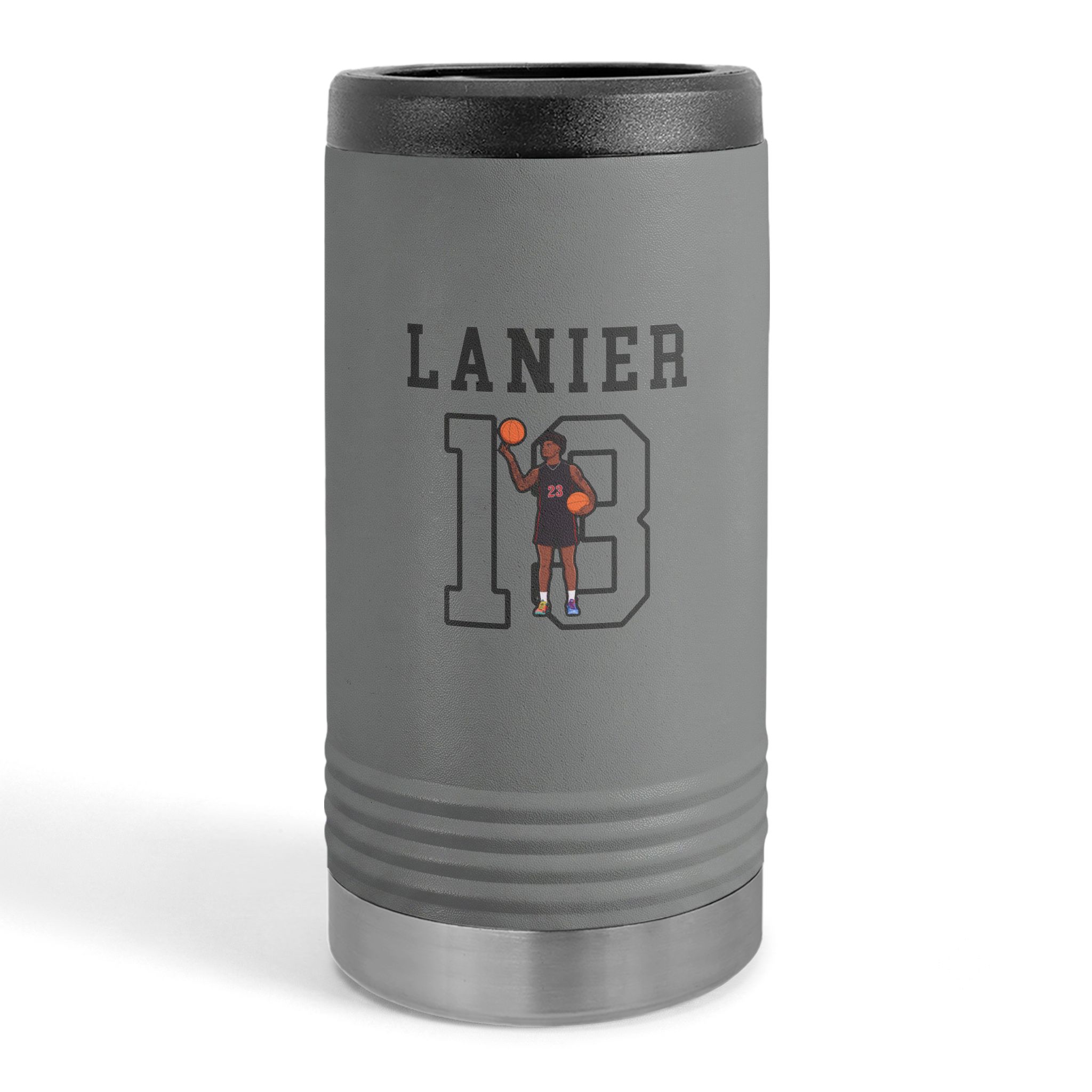 Slim Stainless Can Cooler — character_shirsey in Grey