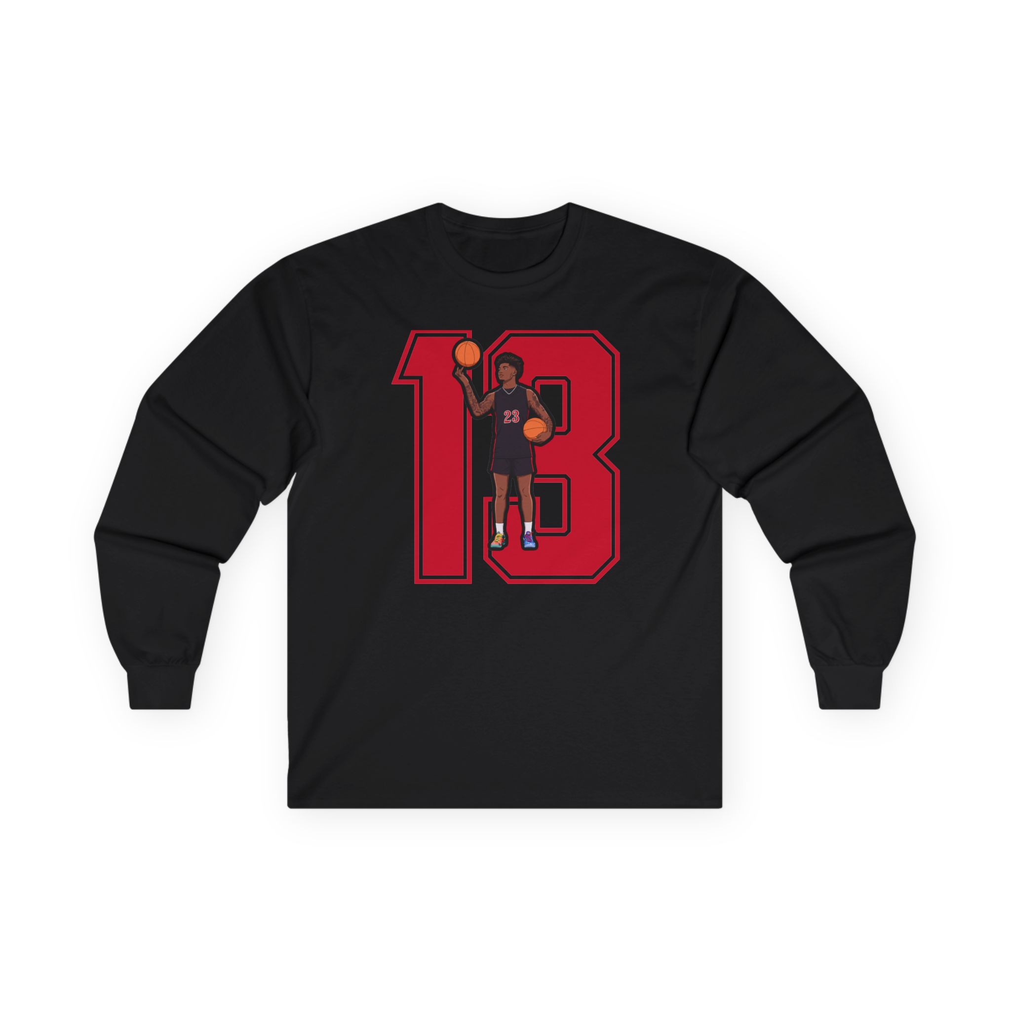 Long Sleeve Tee — character_number in Black