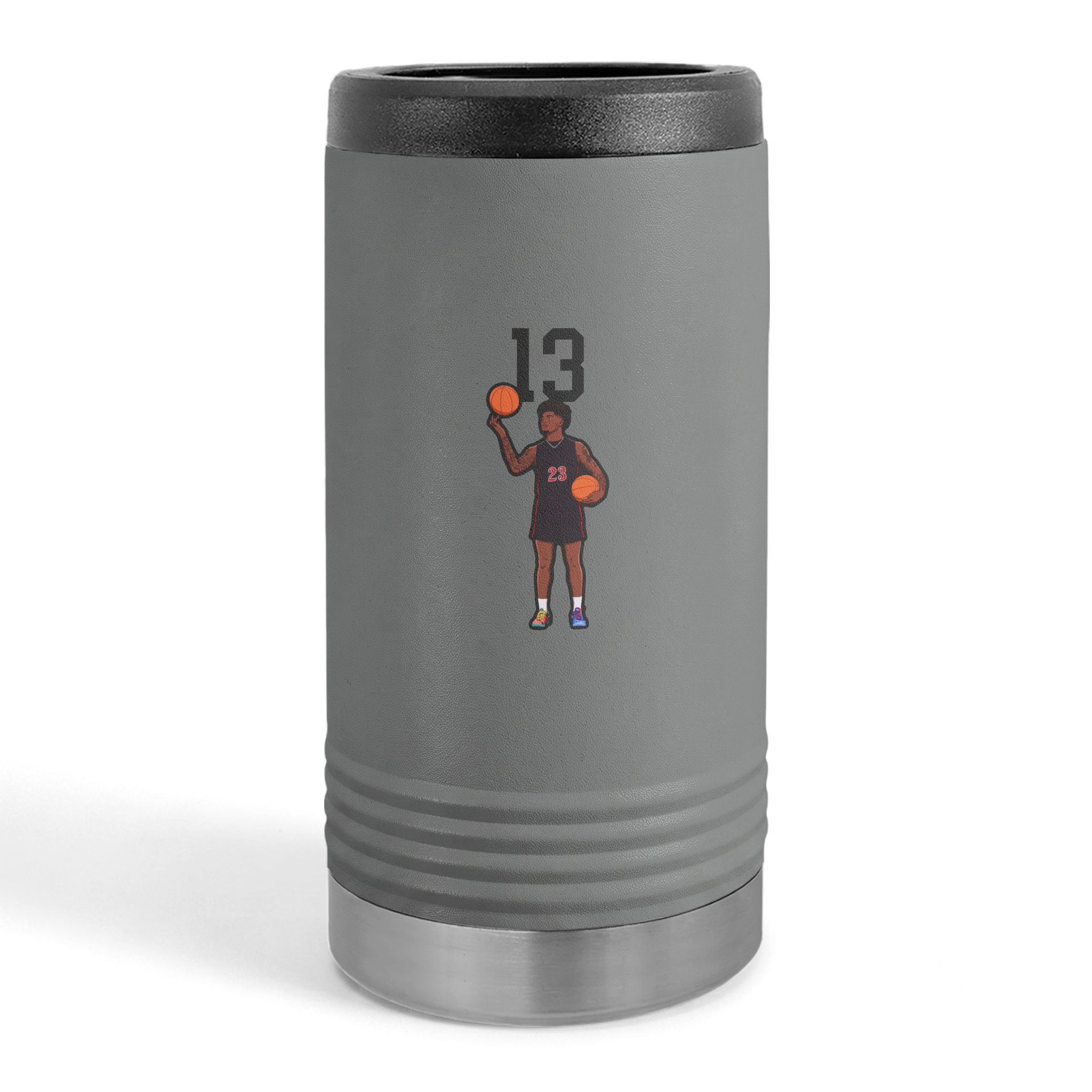Slim Stainless Can Cooler — character_number_top in Grey