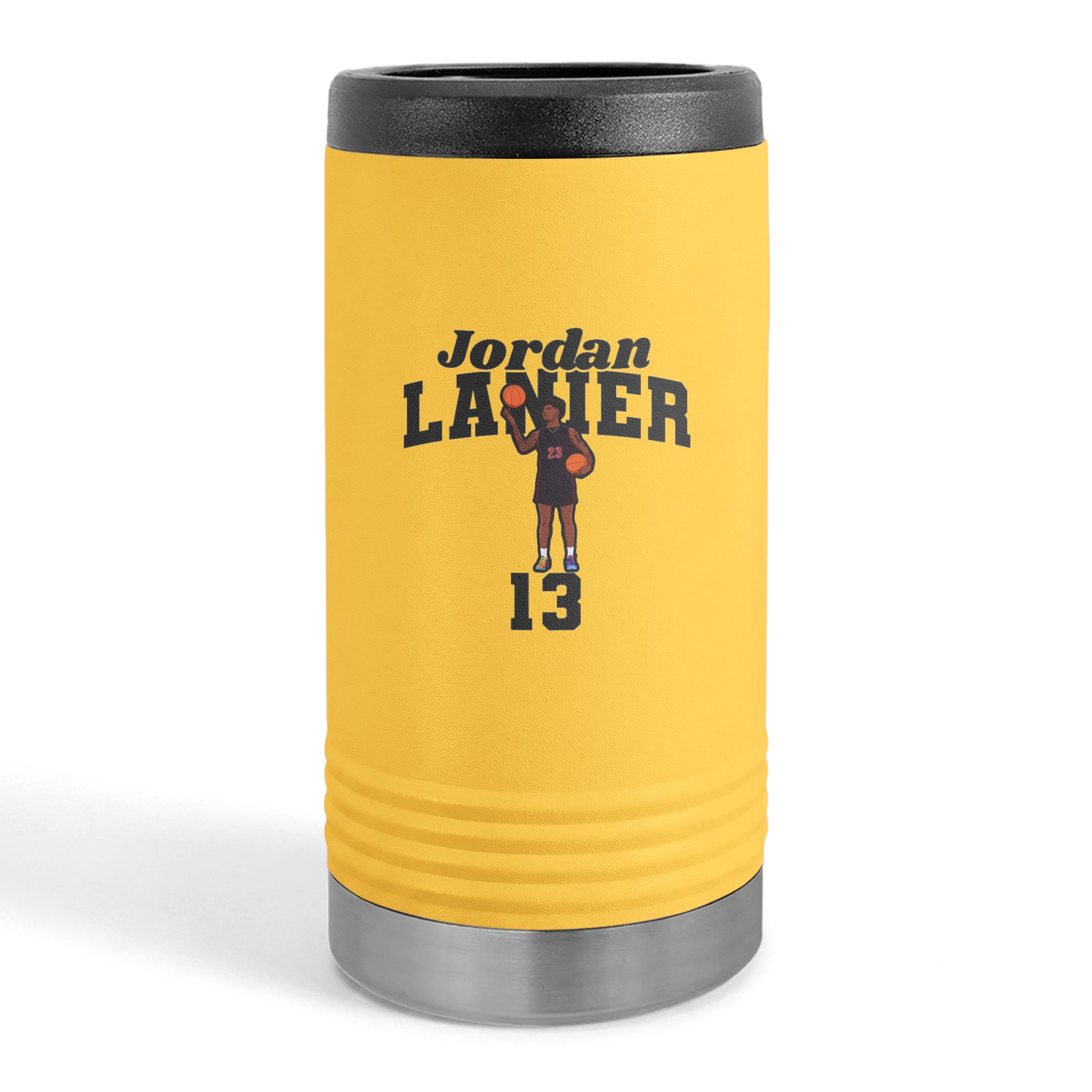 Slim Stainless Can Cooler — character_signature_arch in Yellow