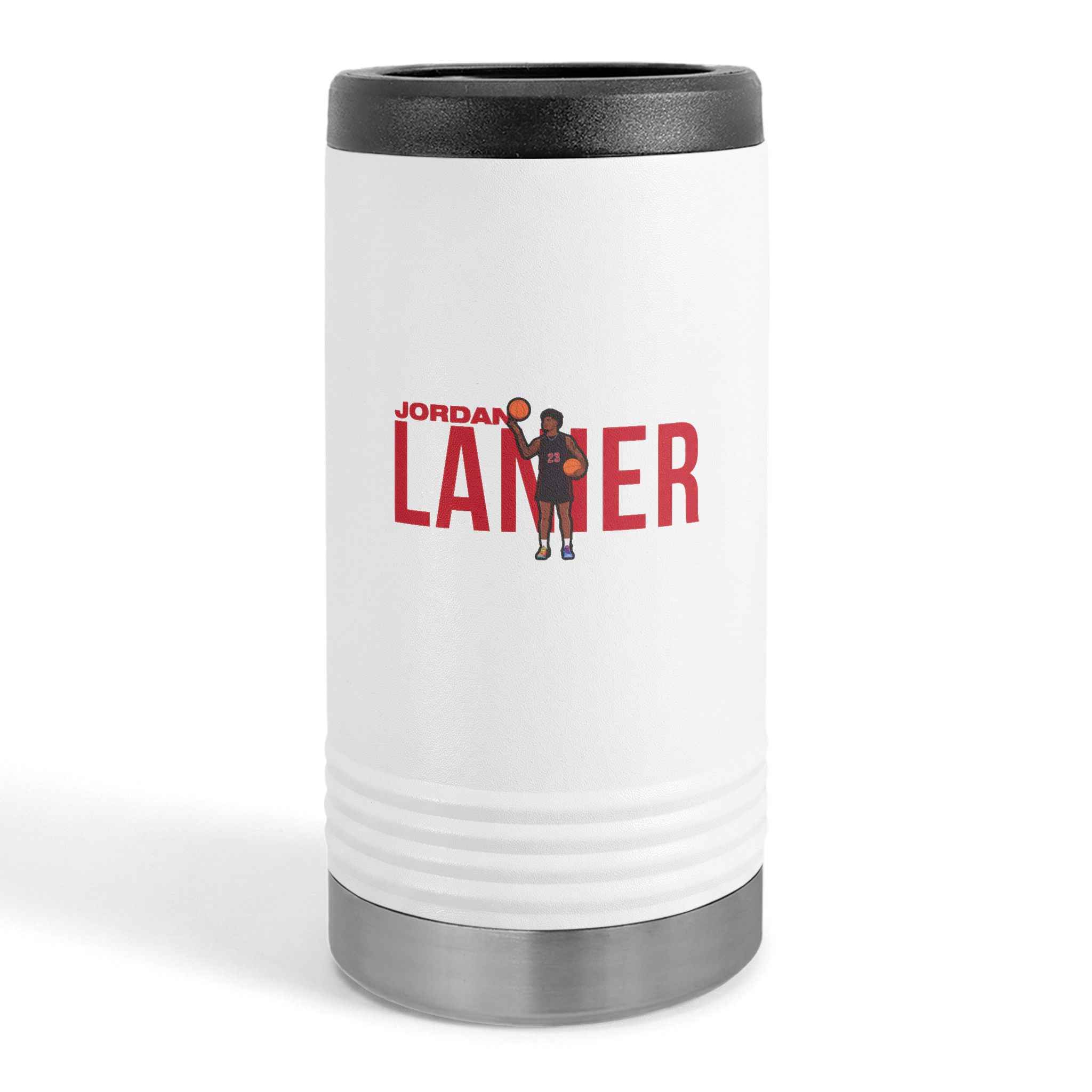 Slim Stainless Can Cooler — character_player_name in White