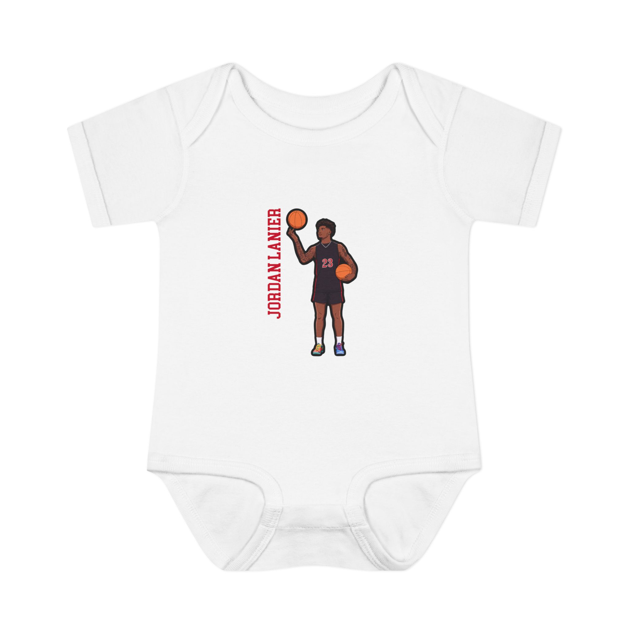 Baby Onesie — character_name_vertical in White