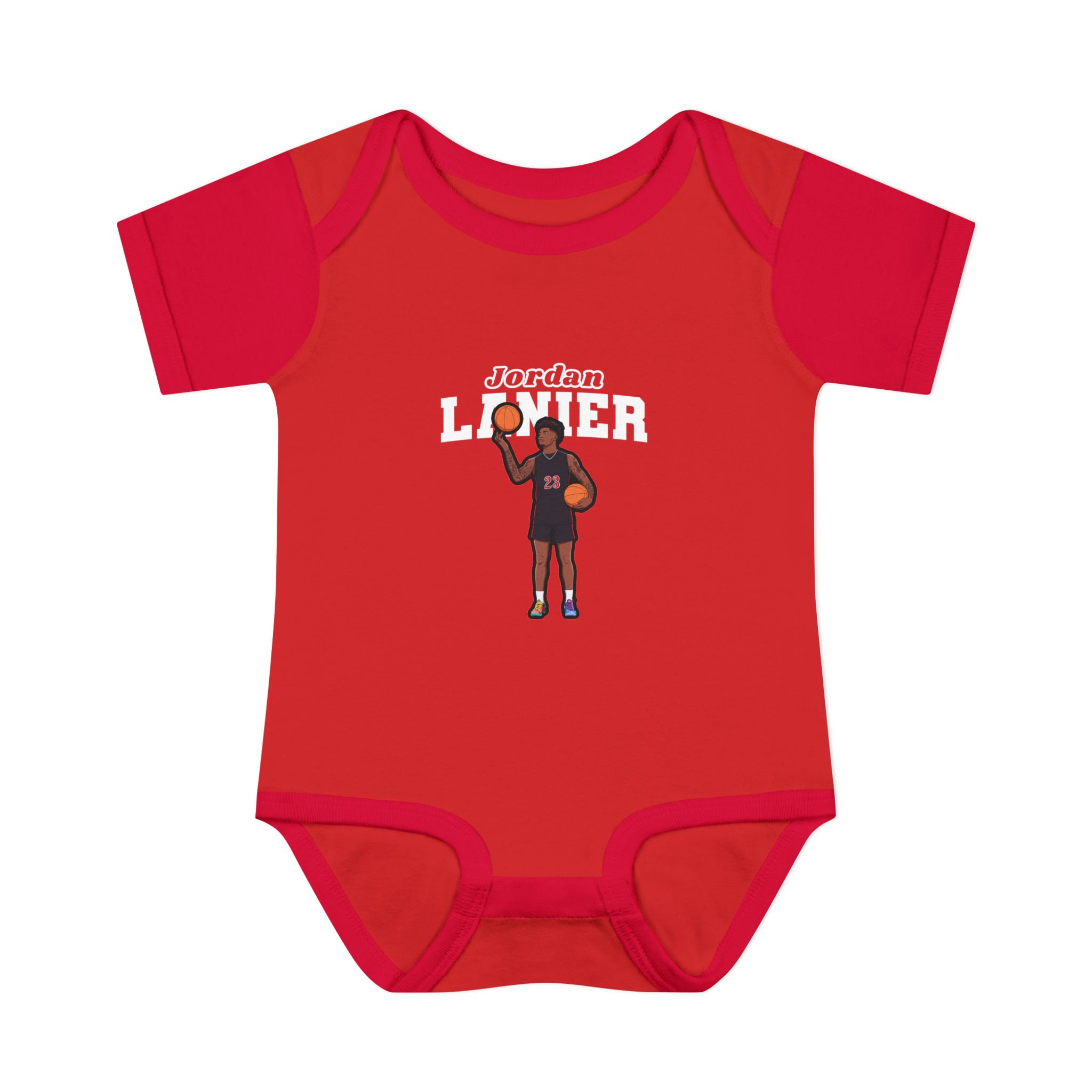 Baby Onesie — character_name_arch in Red