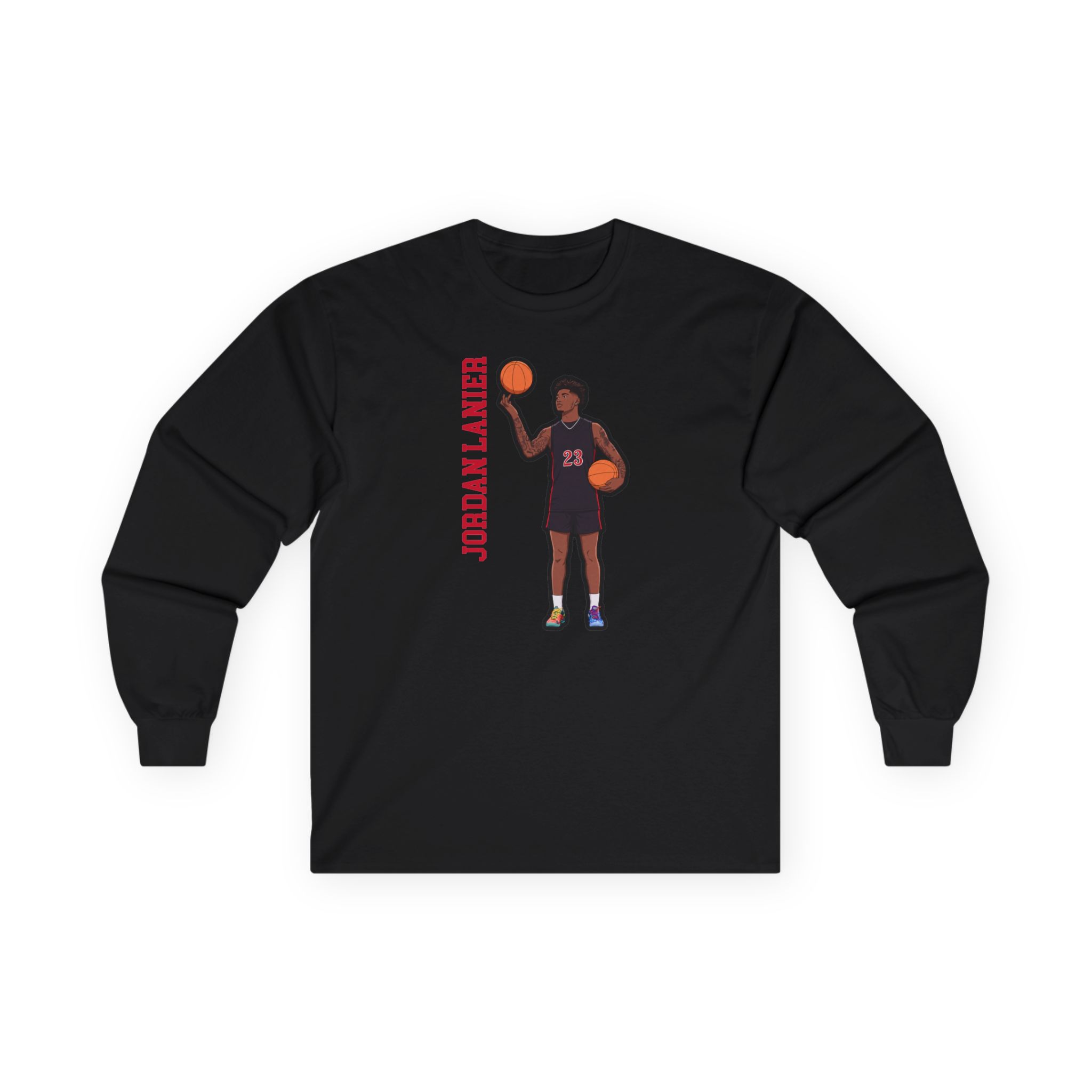 Long Sleeve Tee — character_name_vertical in Black