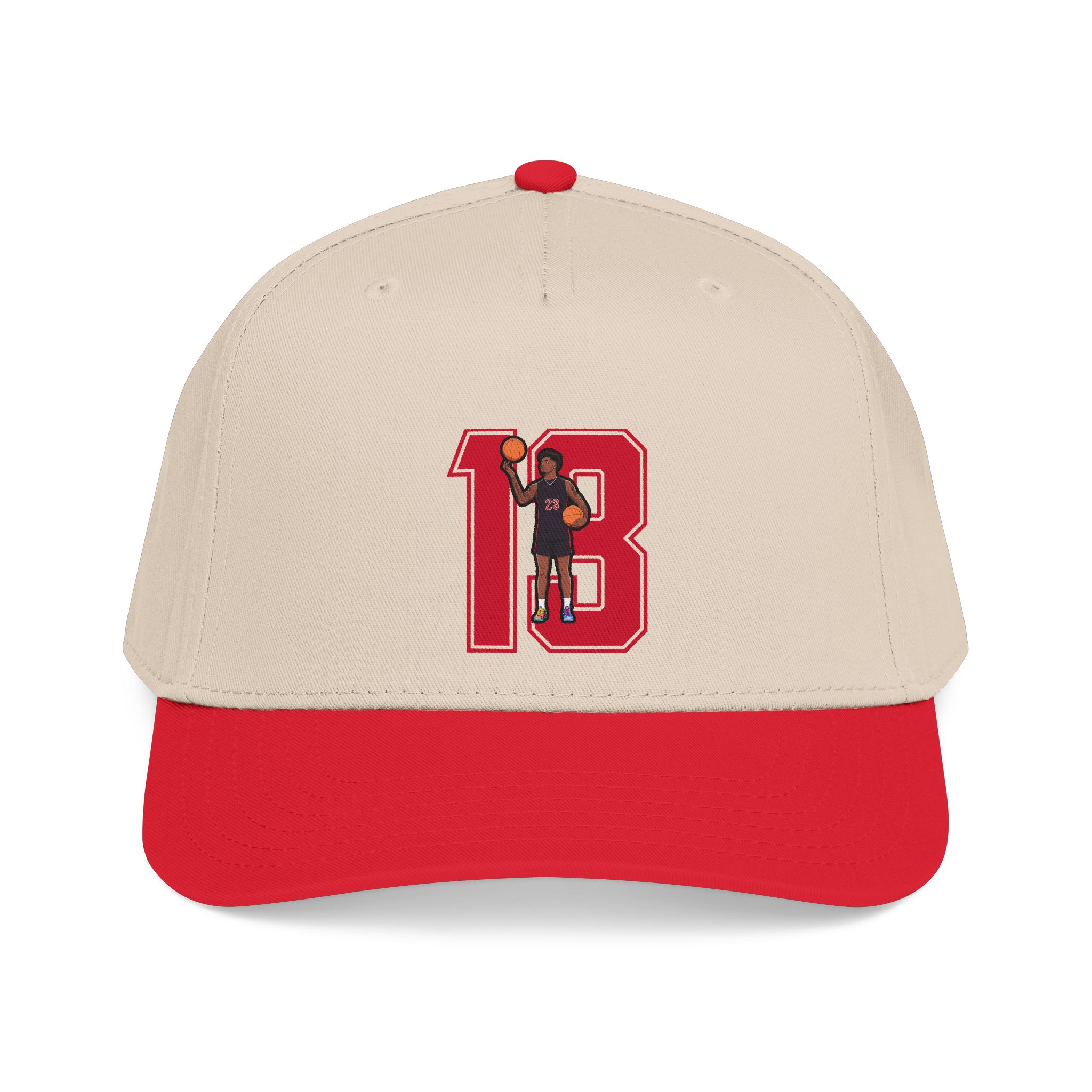 Baseball Cap — character_number in Red / Natural