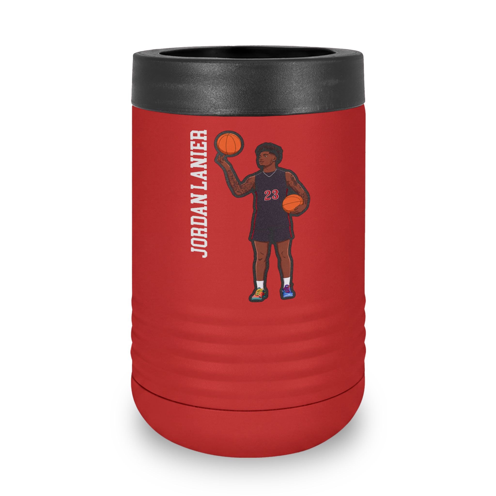 Stainless Can Cooler — character_name_vertical in Red