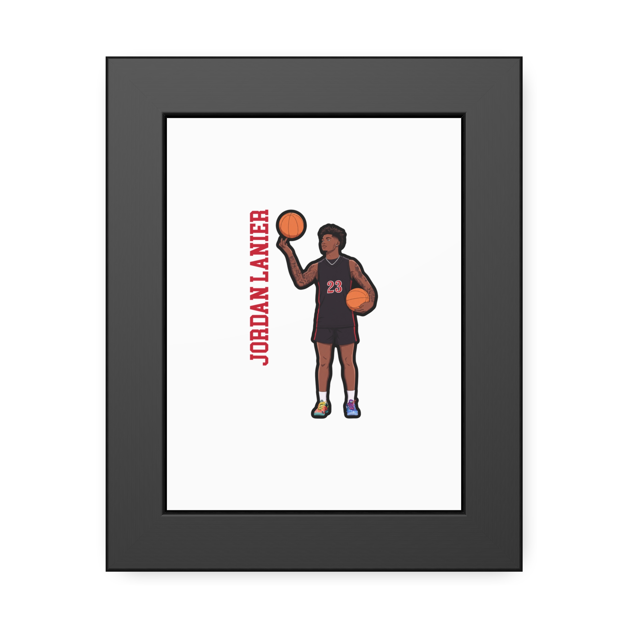 Framed Poster — character_name_vertical in Black
