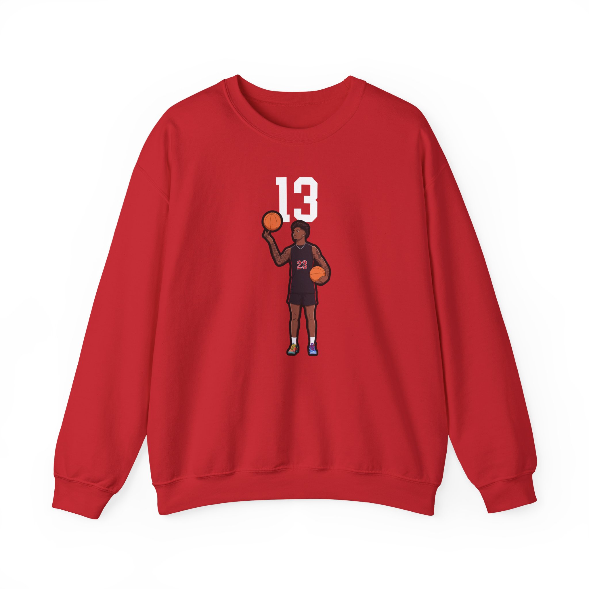 Crewneck Sweatshirt — character_number_top in Red