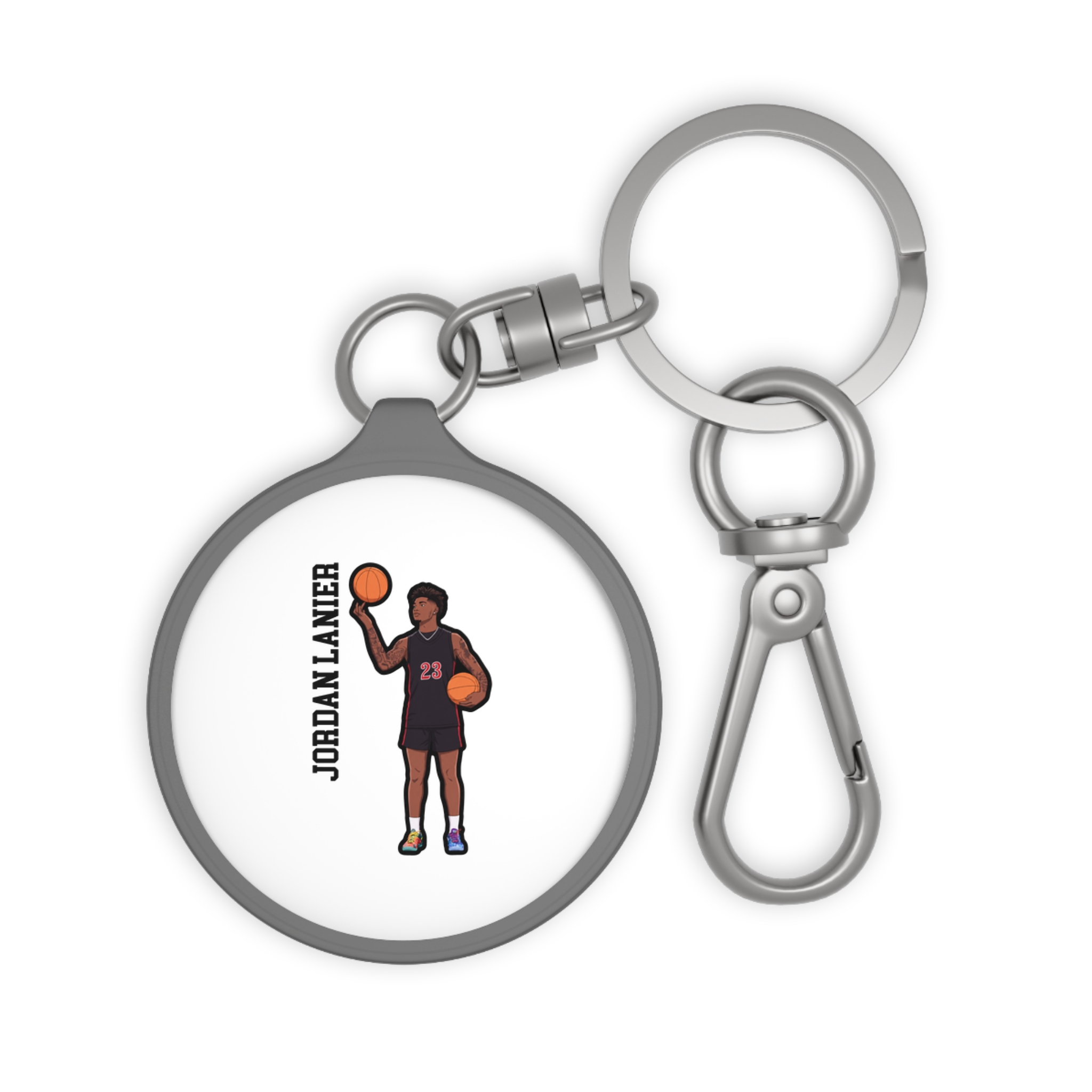 Keychain — character_name_vertical in Grey