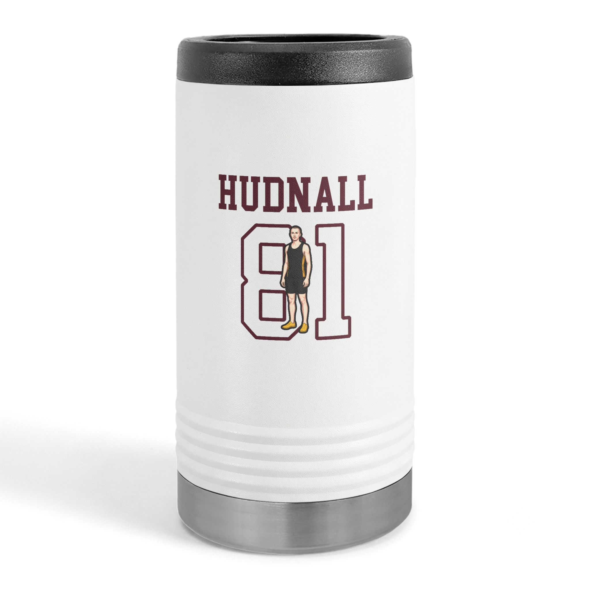 Slim Stainless Can Cooler — character_shirsey in White