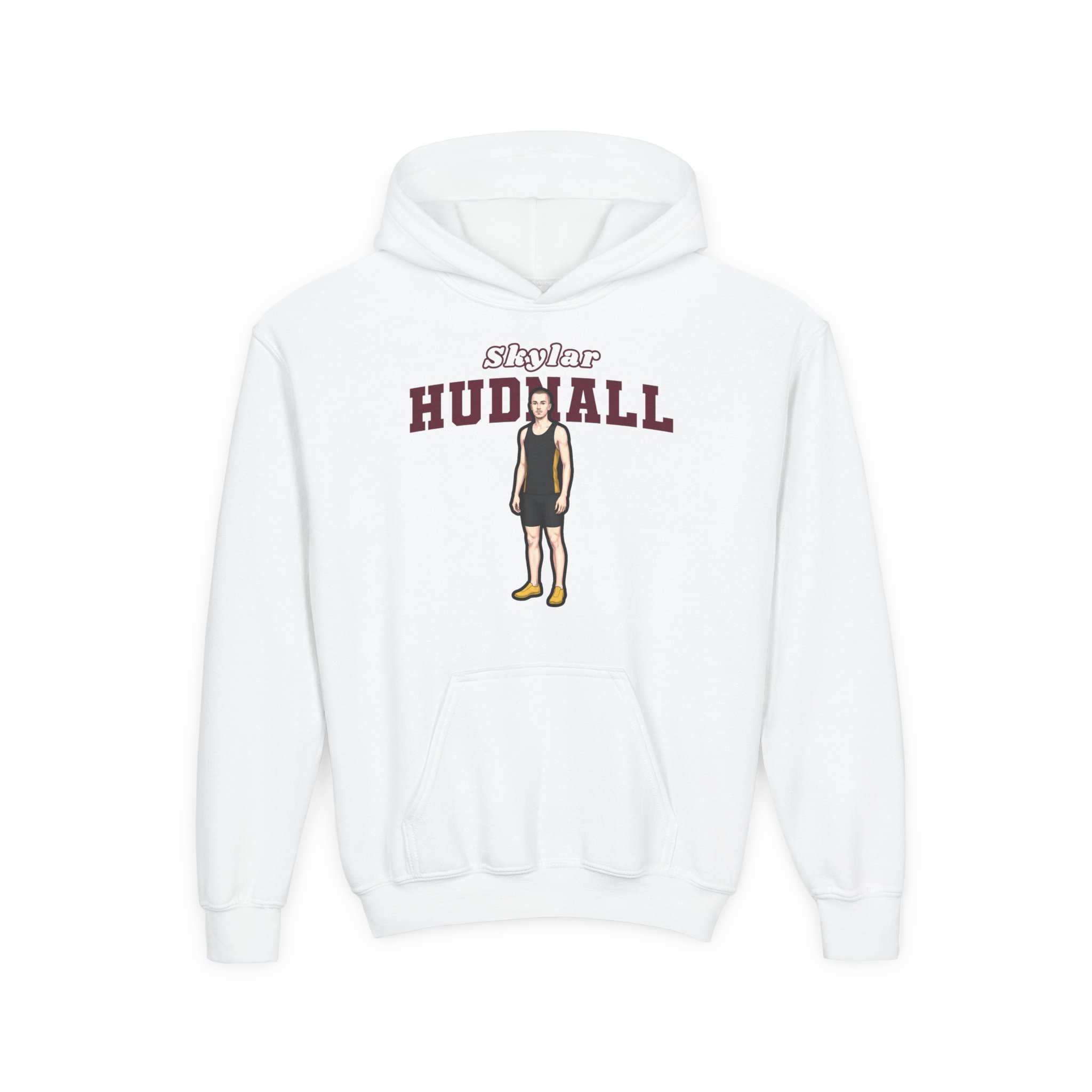 Youth Hoodie — character_name_arch in White