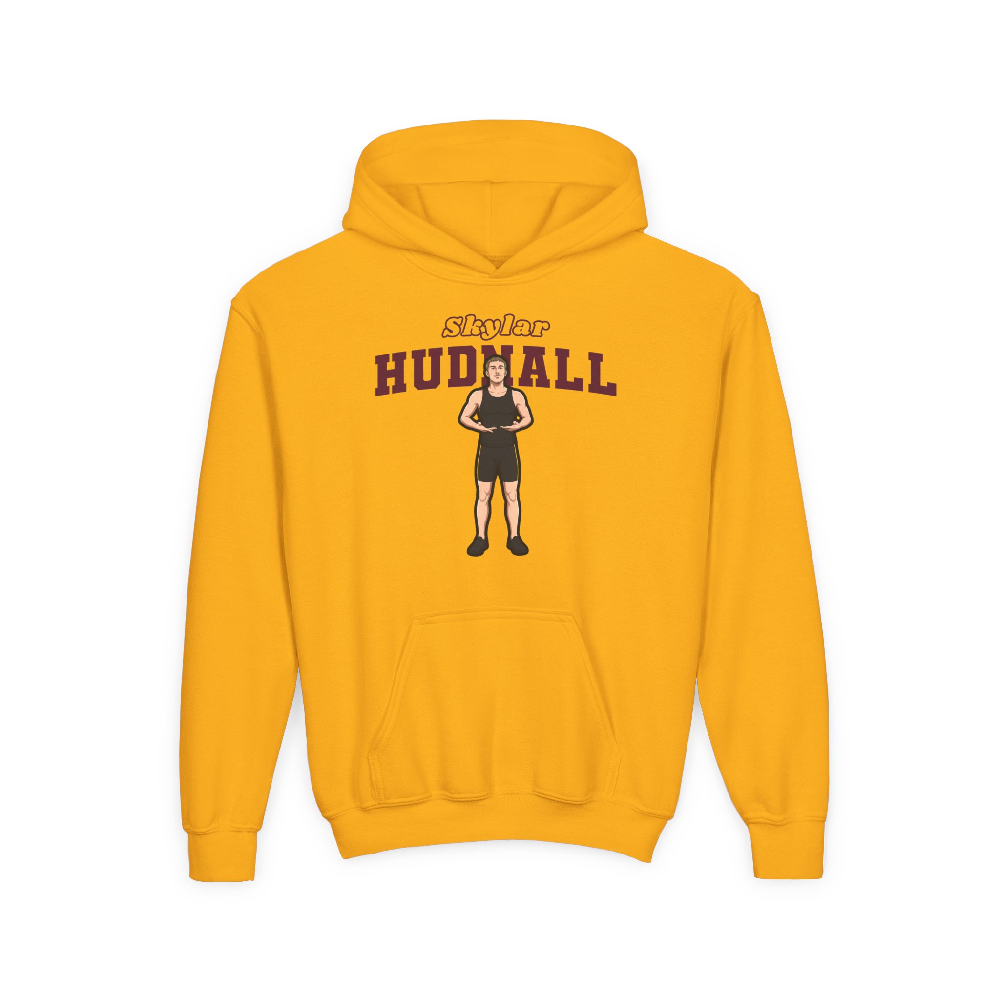 Youth Hoodie — character_name_arch in Gold