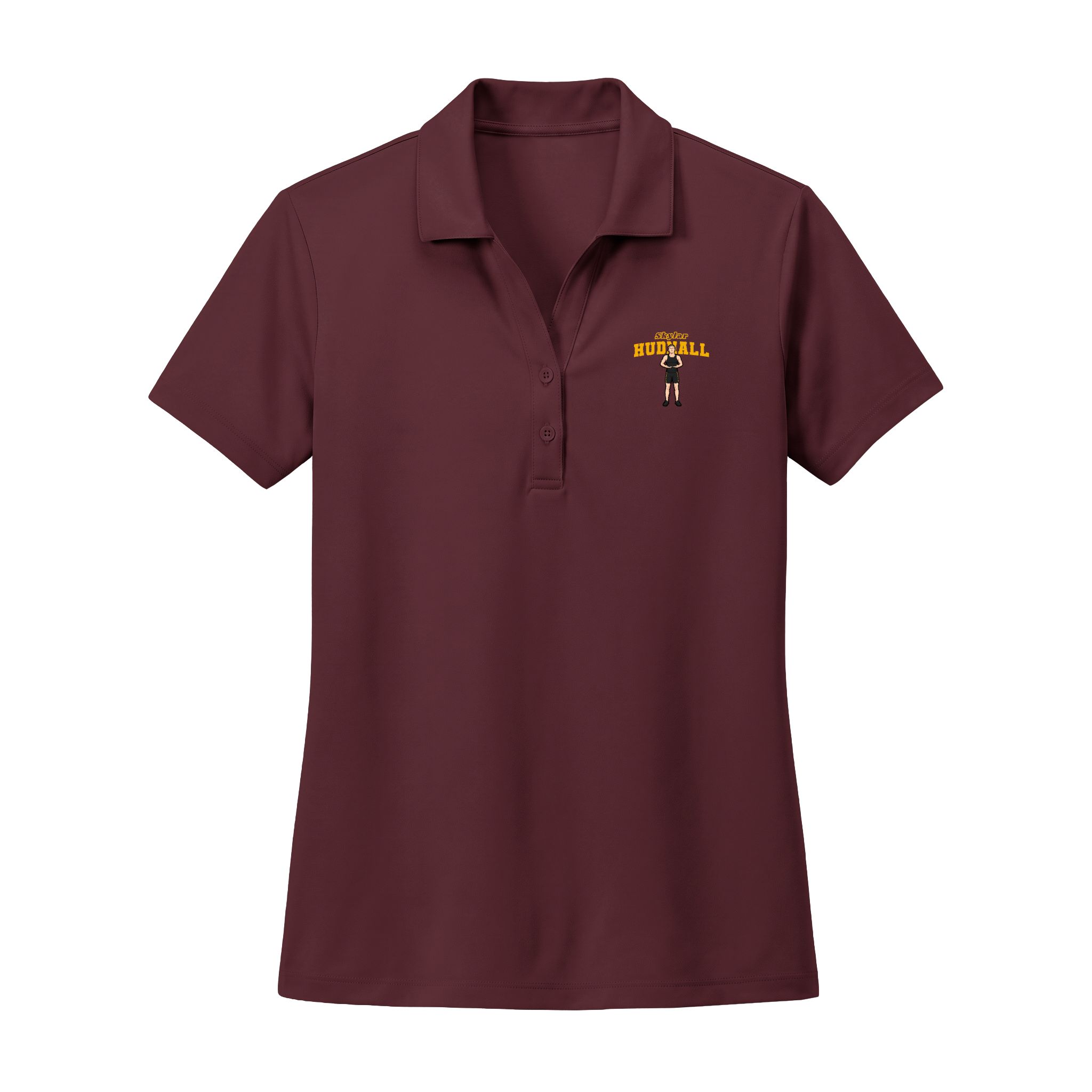 Women's Polo — character_name_arch in Maroon