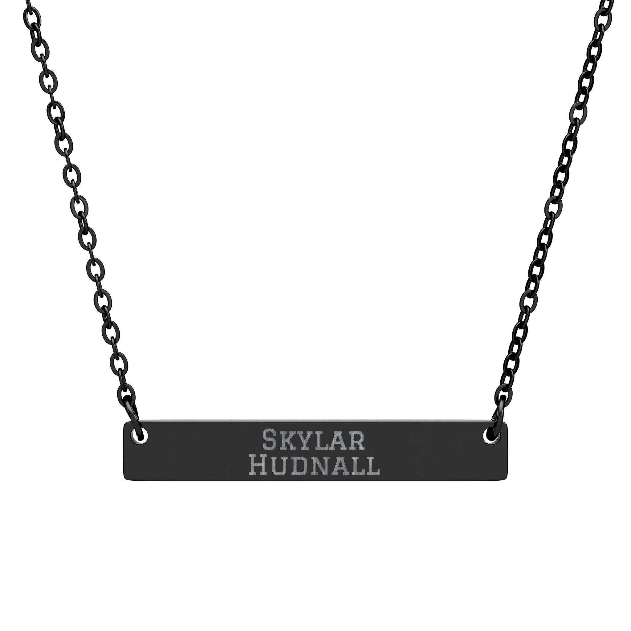 Engraved Bar Necklace — Classic in Black