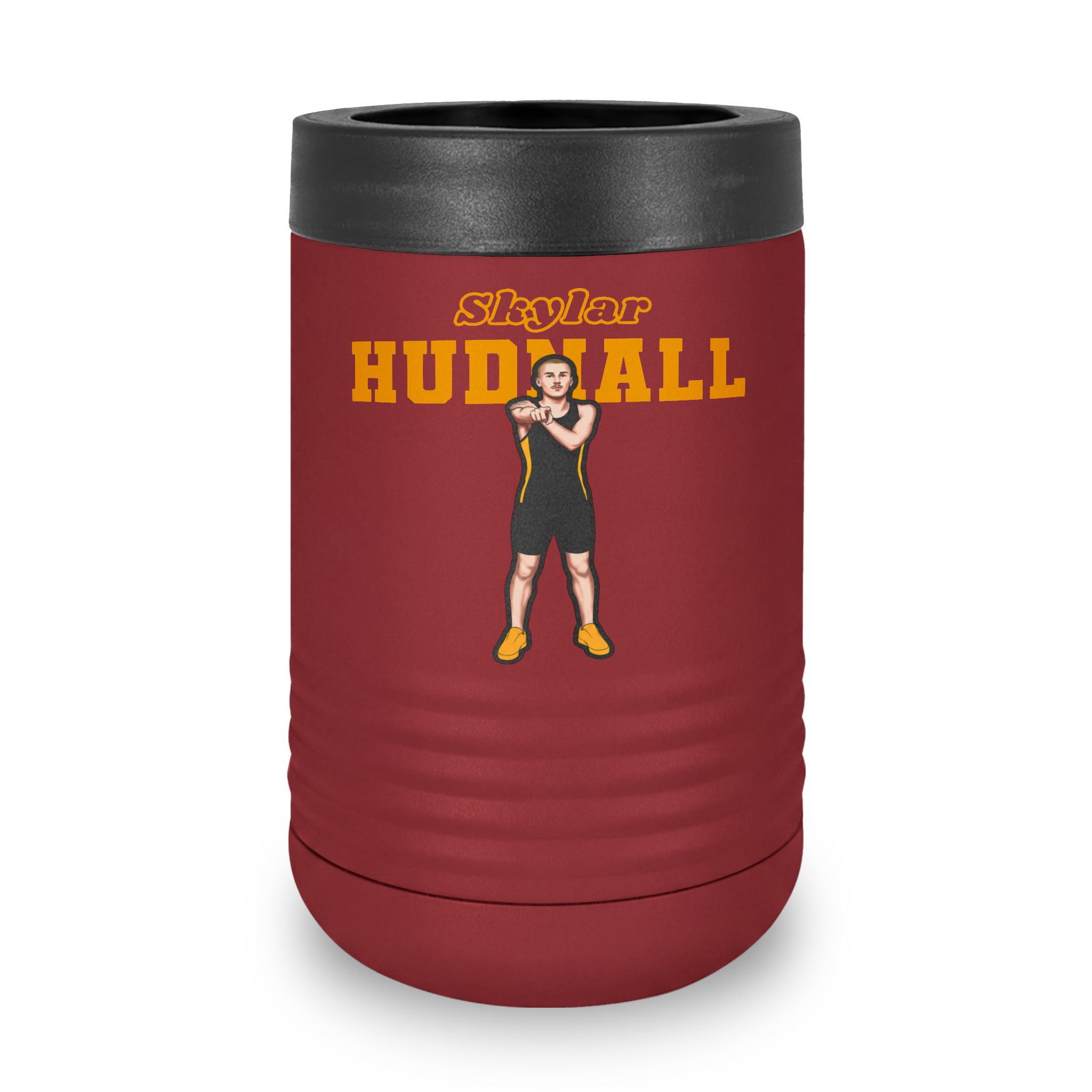 Stainless Can Cooler — character_name_arch in Maroon