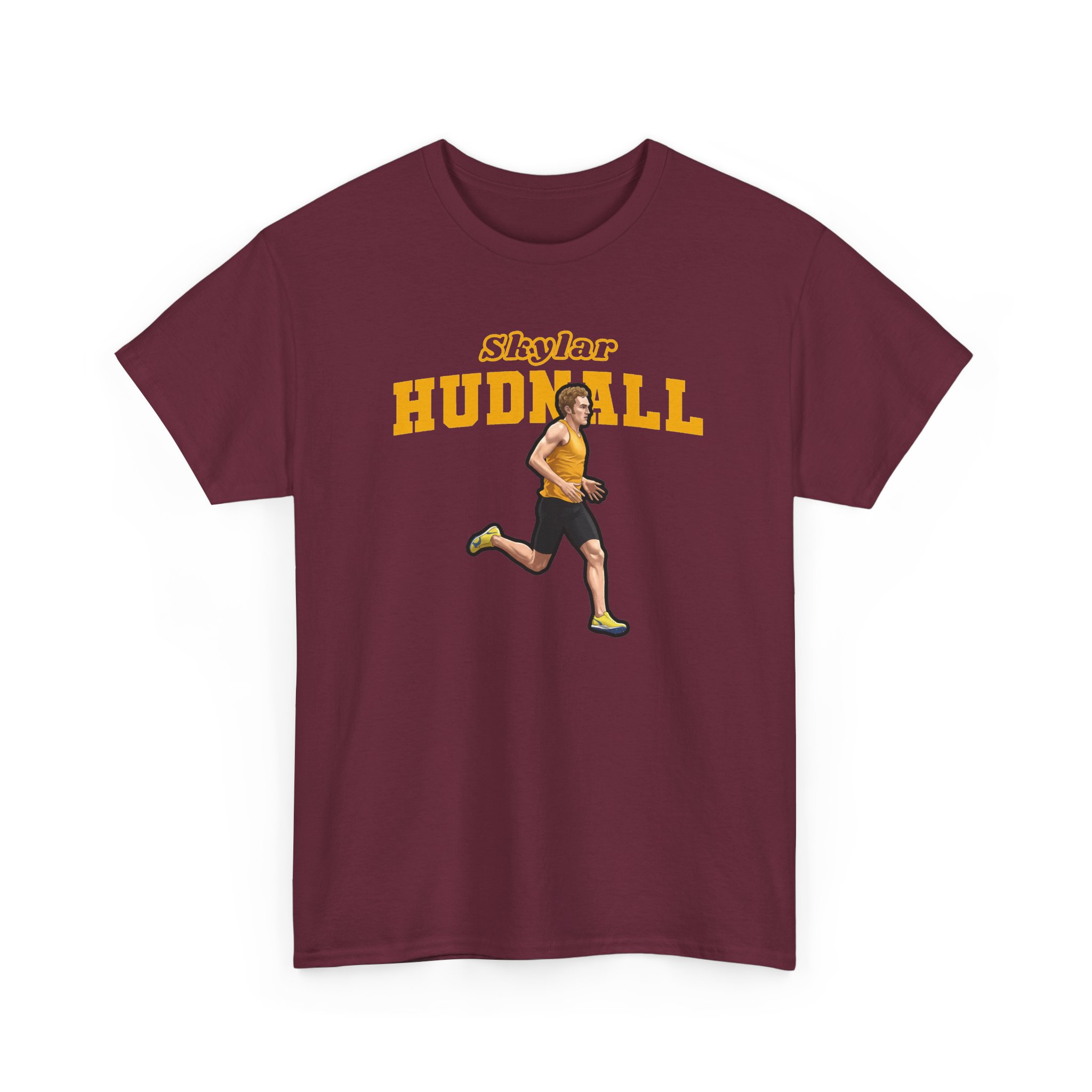 Tee — character_name_arch in Maroon