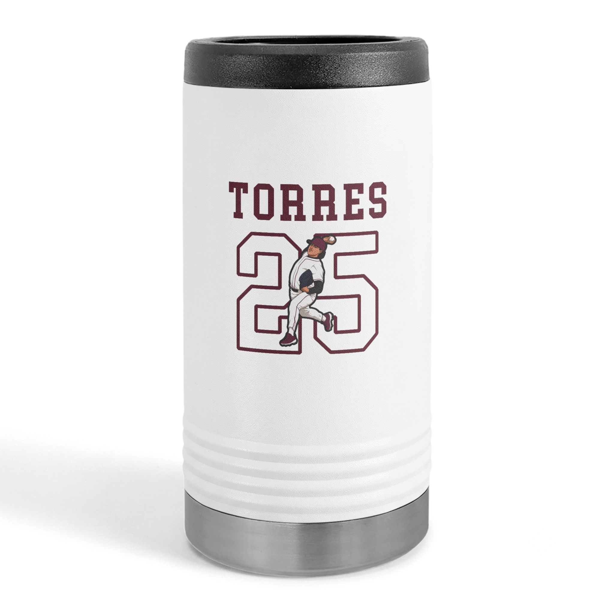 Slim Stainless Can Cooler — character_shirsey in White