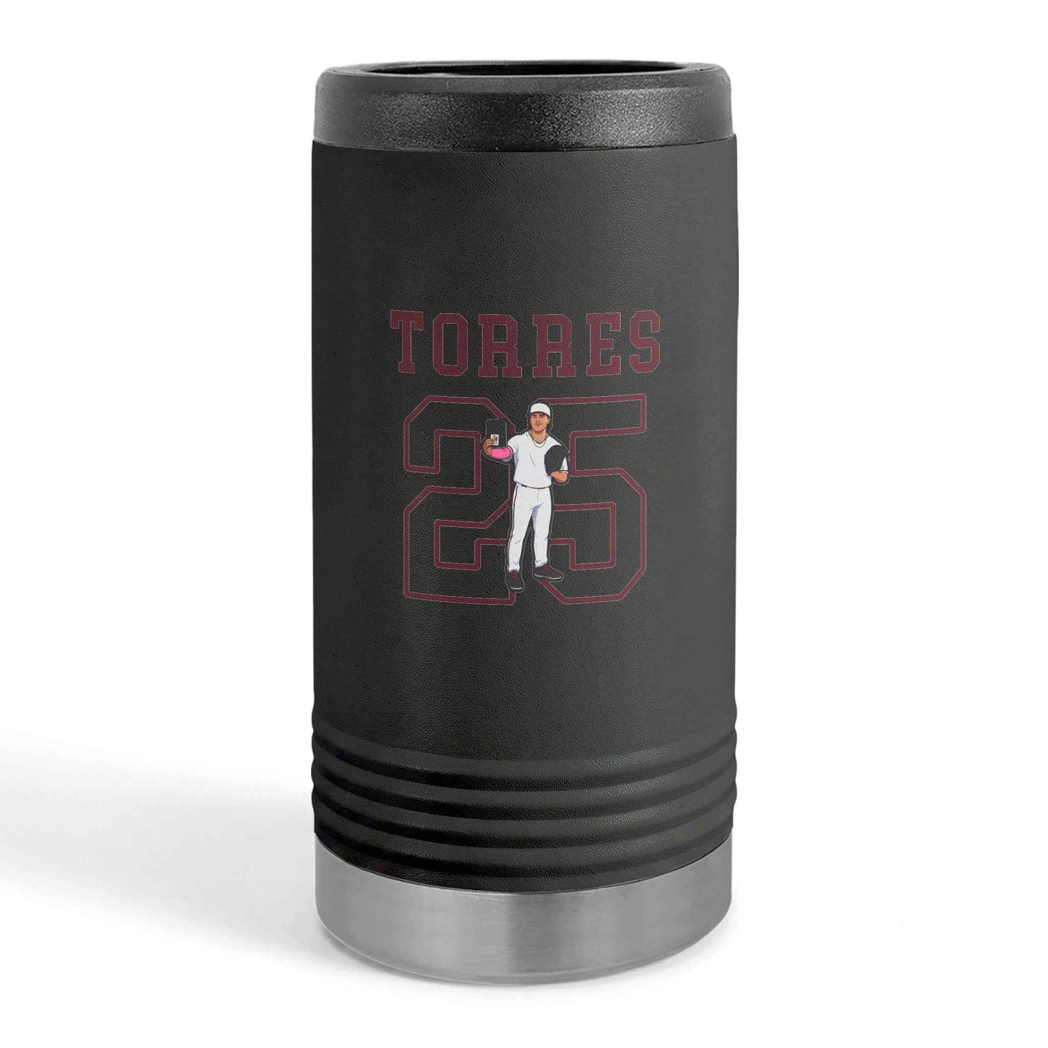 Slim Stainless Can Cooler — character_shirsey in Black