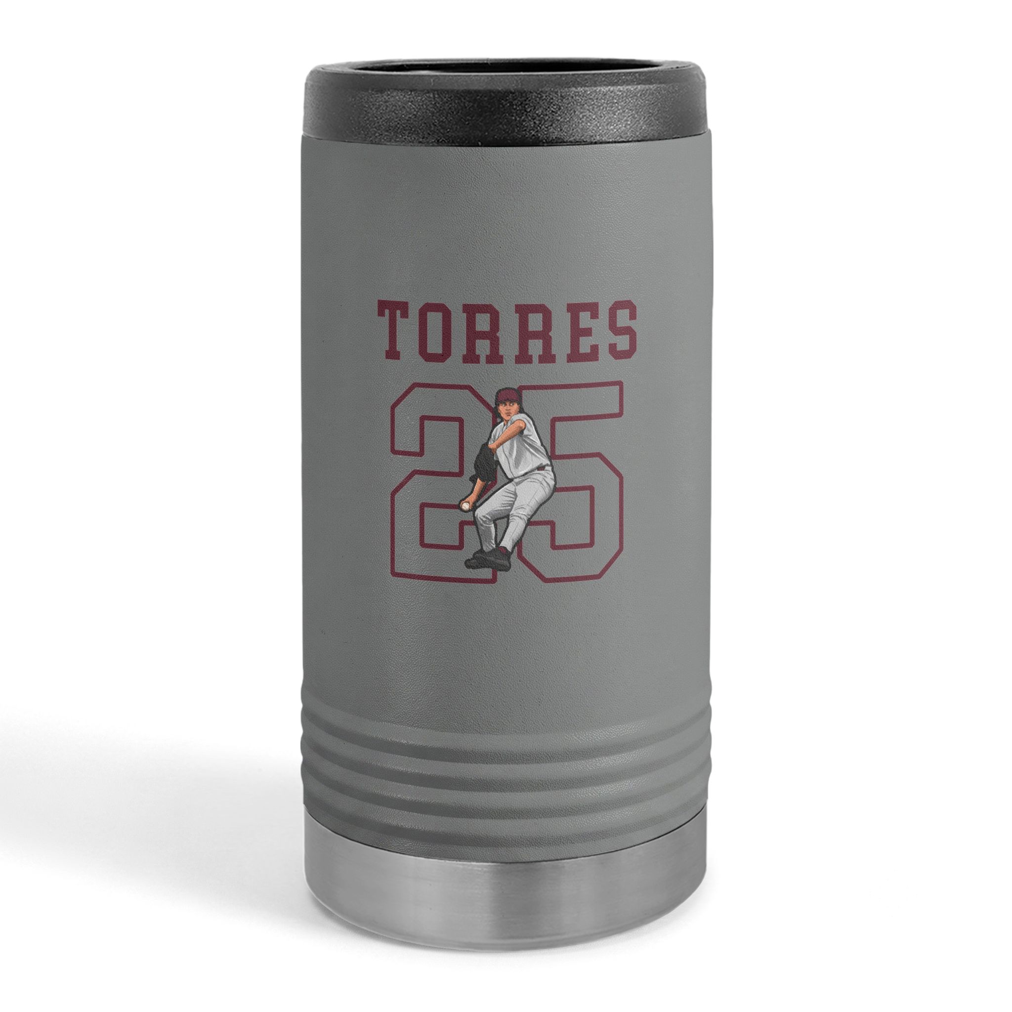 Slim Stainless Can Cooler — character_shirsey in Grey