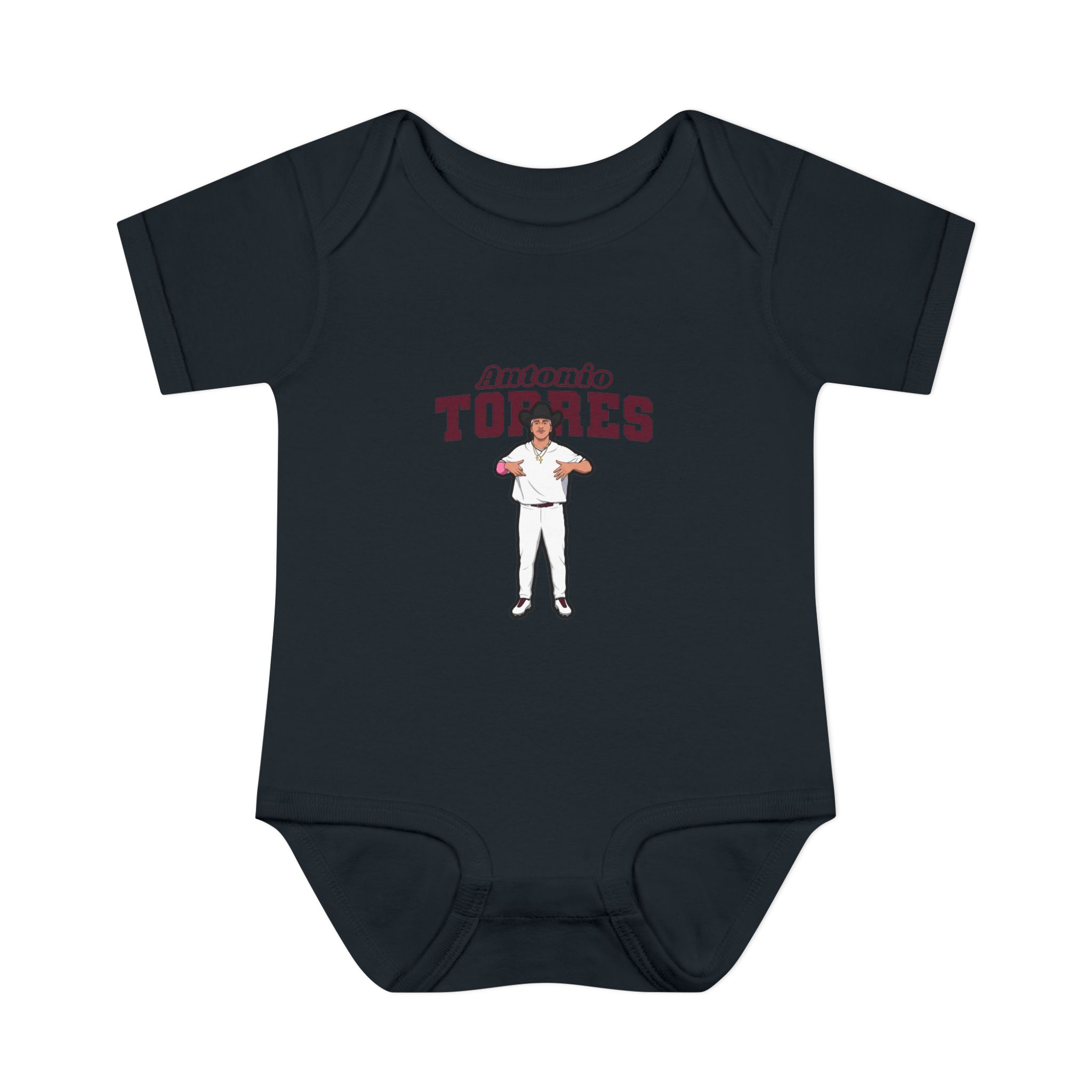 Baby Onesie — character_name_arch in Black