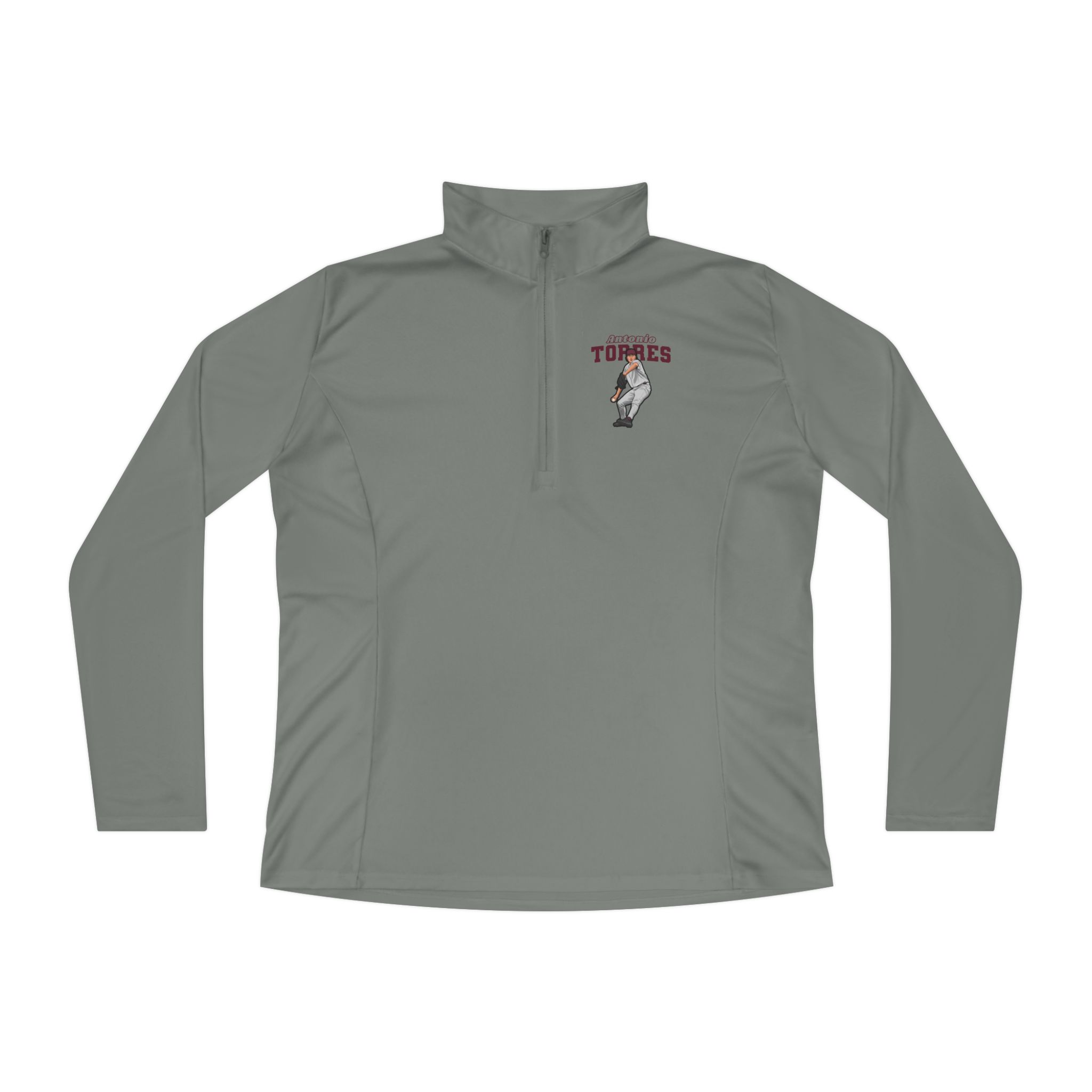 Women's Q-Zip Pullover — character_name_arch in Grey