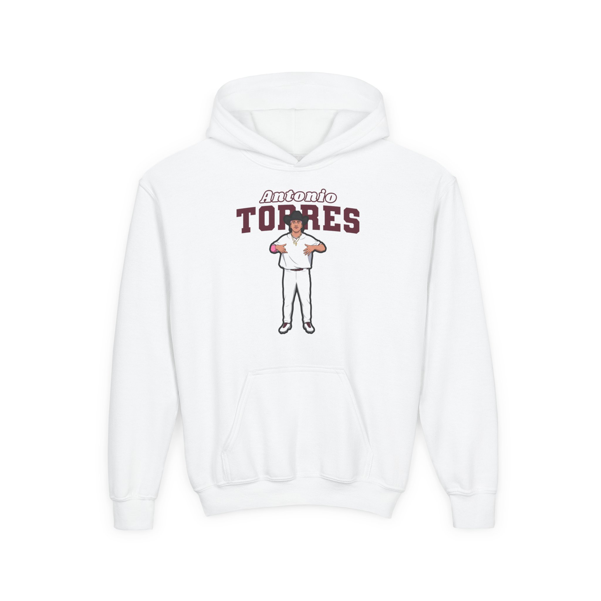 Youth Hoodie — character_name_arch in White